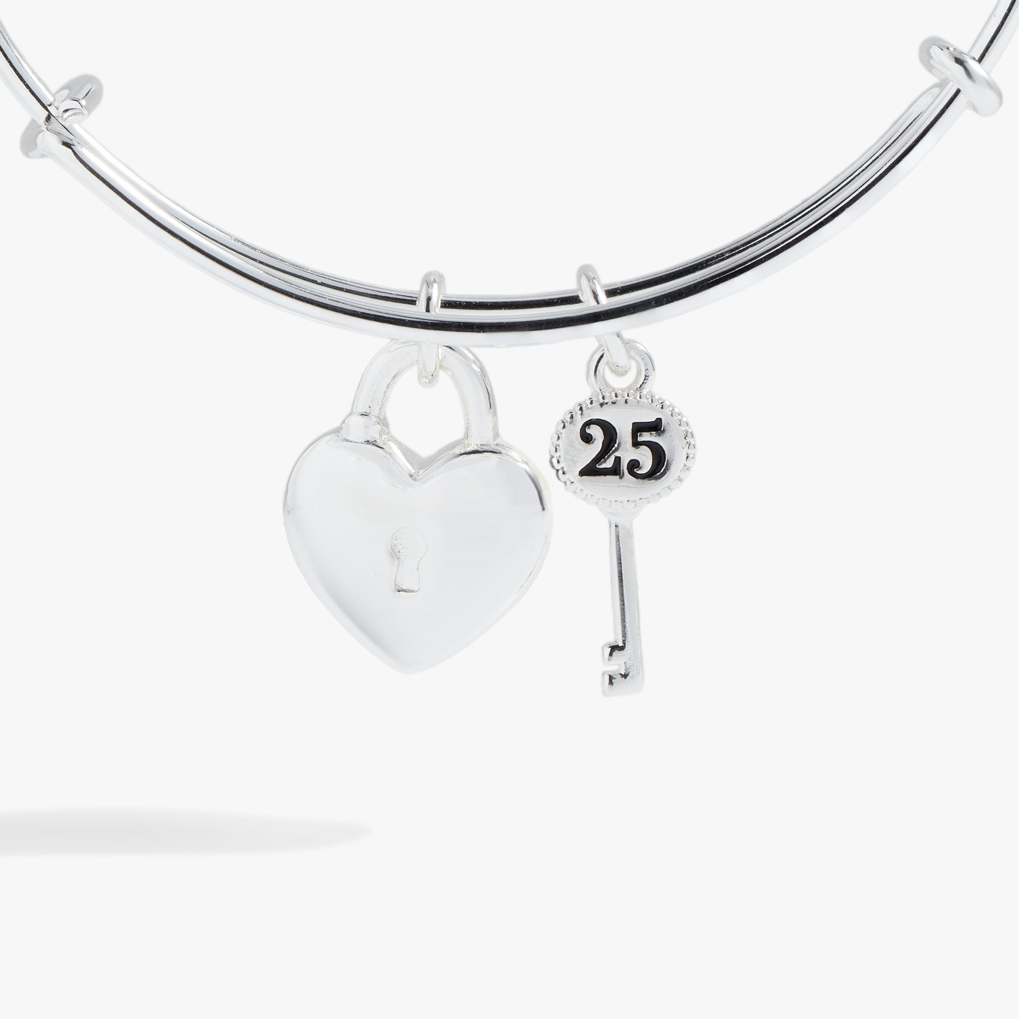 25th Anniversary Bangle Bracelet - Elegant Silver & Gold Plated Jewelry Gift for Women - Perfect for Anniversaries, Birthdays & Special Occasions