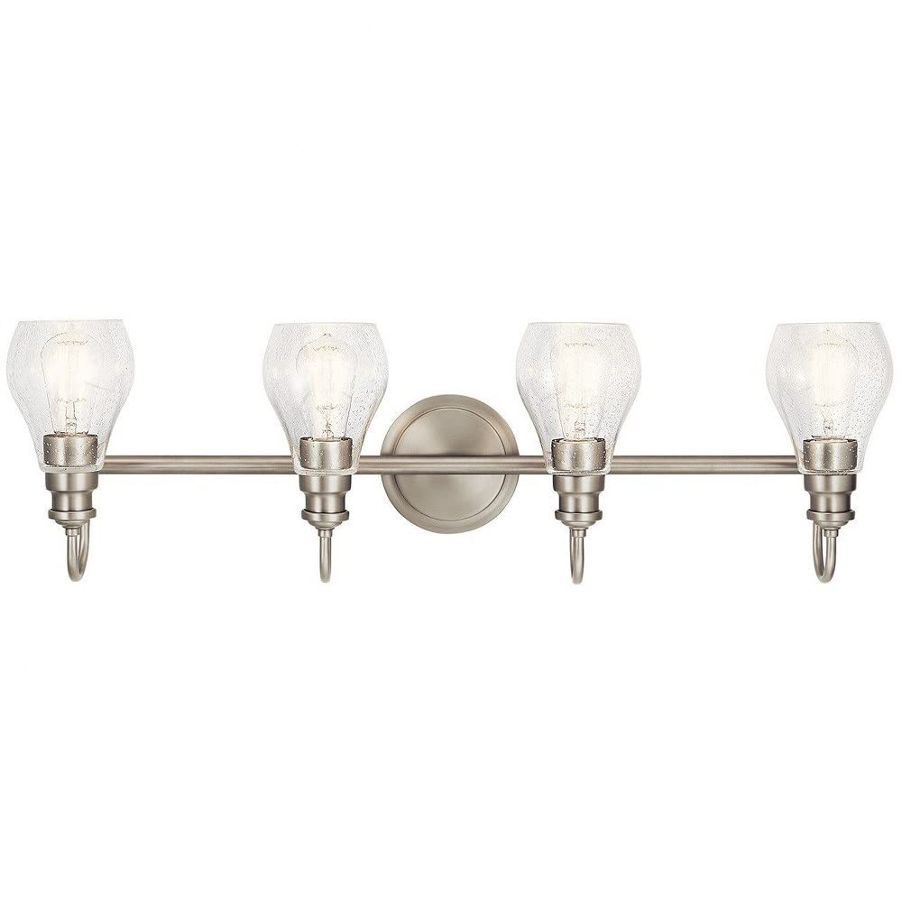 Kichler 45393NI Greenbrier 4-Light Bathroom Vanity Fixture - 400W Brushed Nickel Finish for Modern Home Decor | Perfect for Bathroom, Powder Room & Dressing Area Lighting