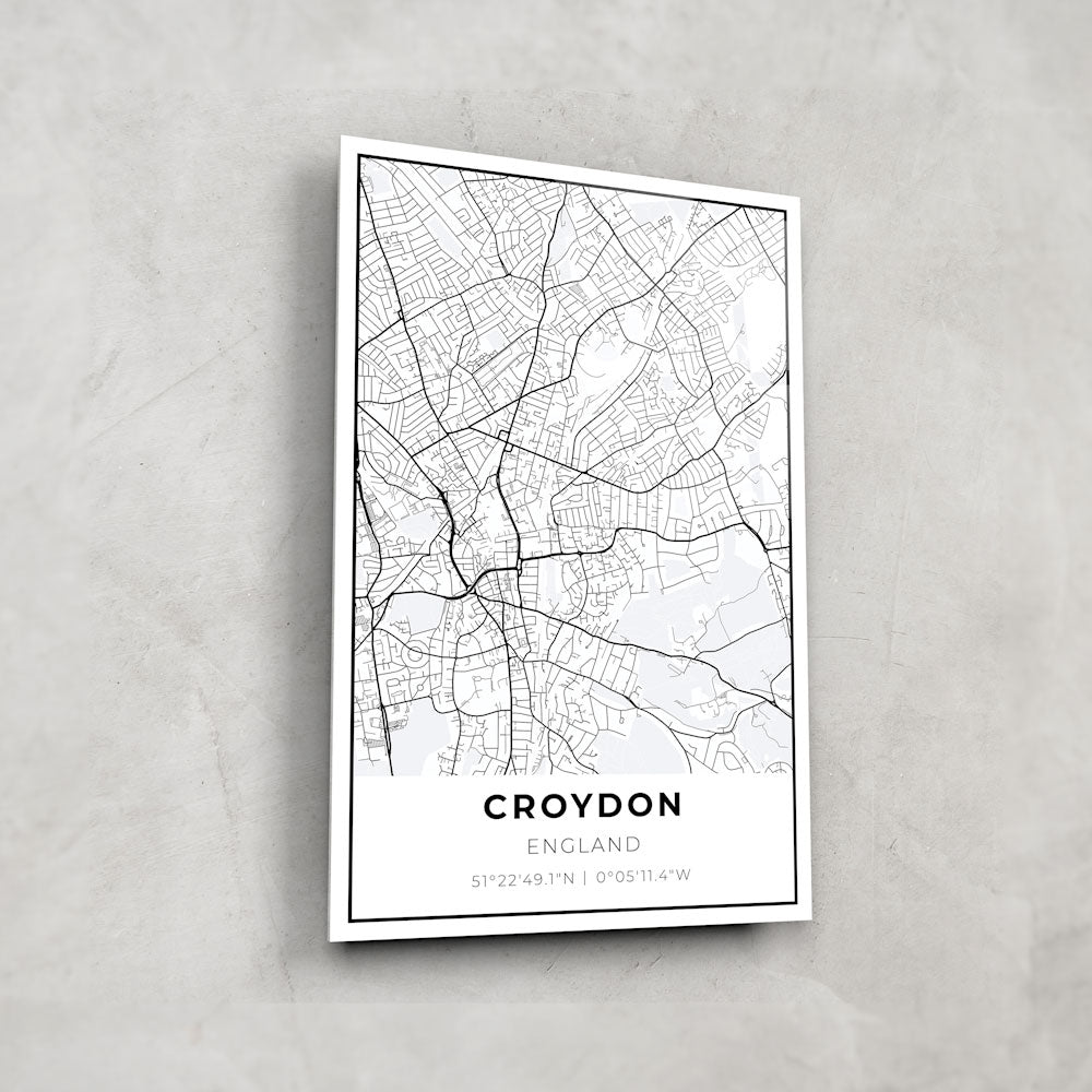 Vintage Croydon Map Glass Wall Art - Elegant Home Decor for Living Room, Office & Gifts