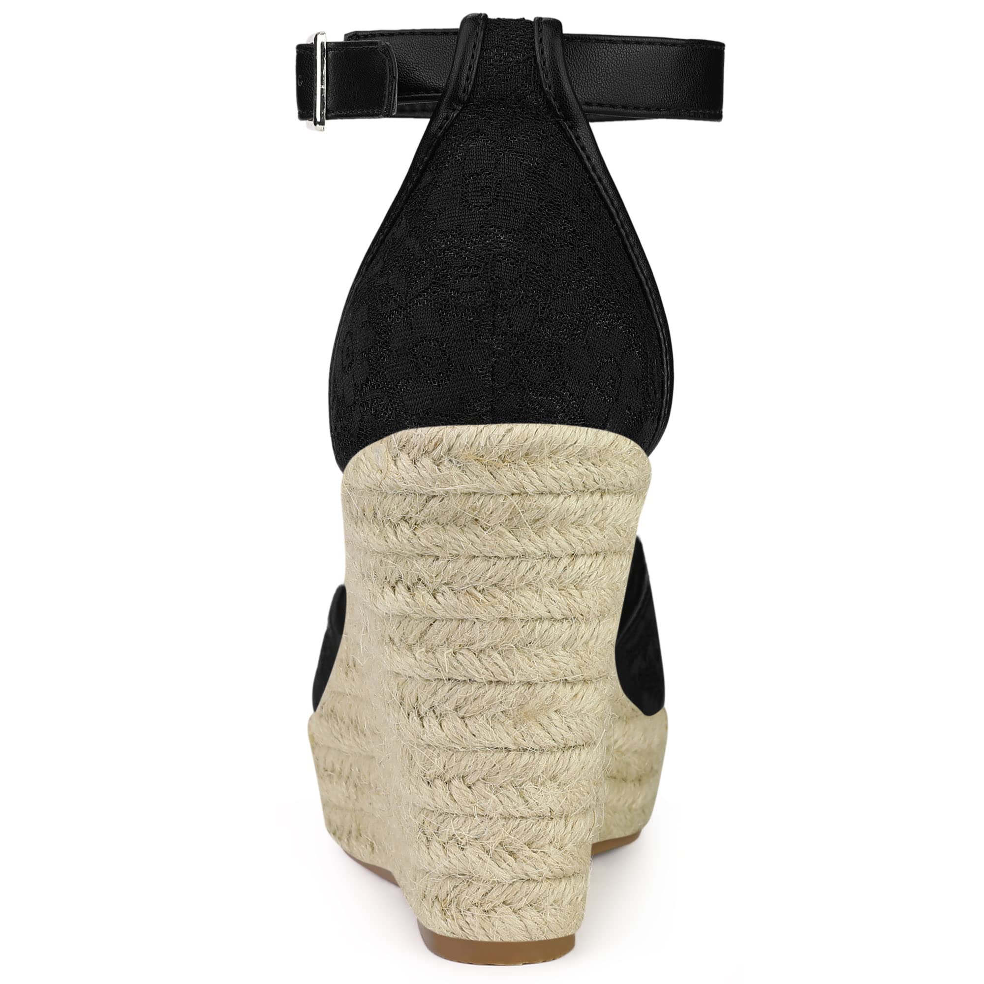 Allegra K Women's Lace Platform Espadrilles Wedge Heel Sandals - Comfortable Summer Beach Wedding Party Shoes for Women
