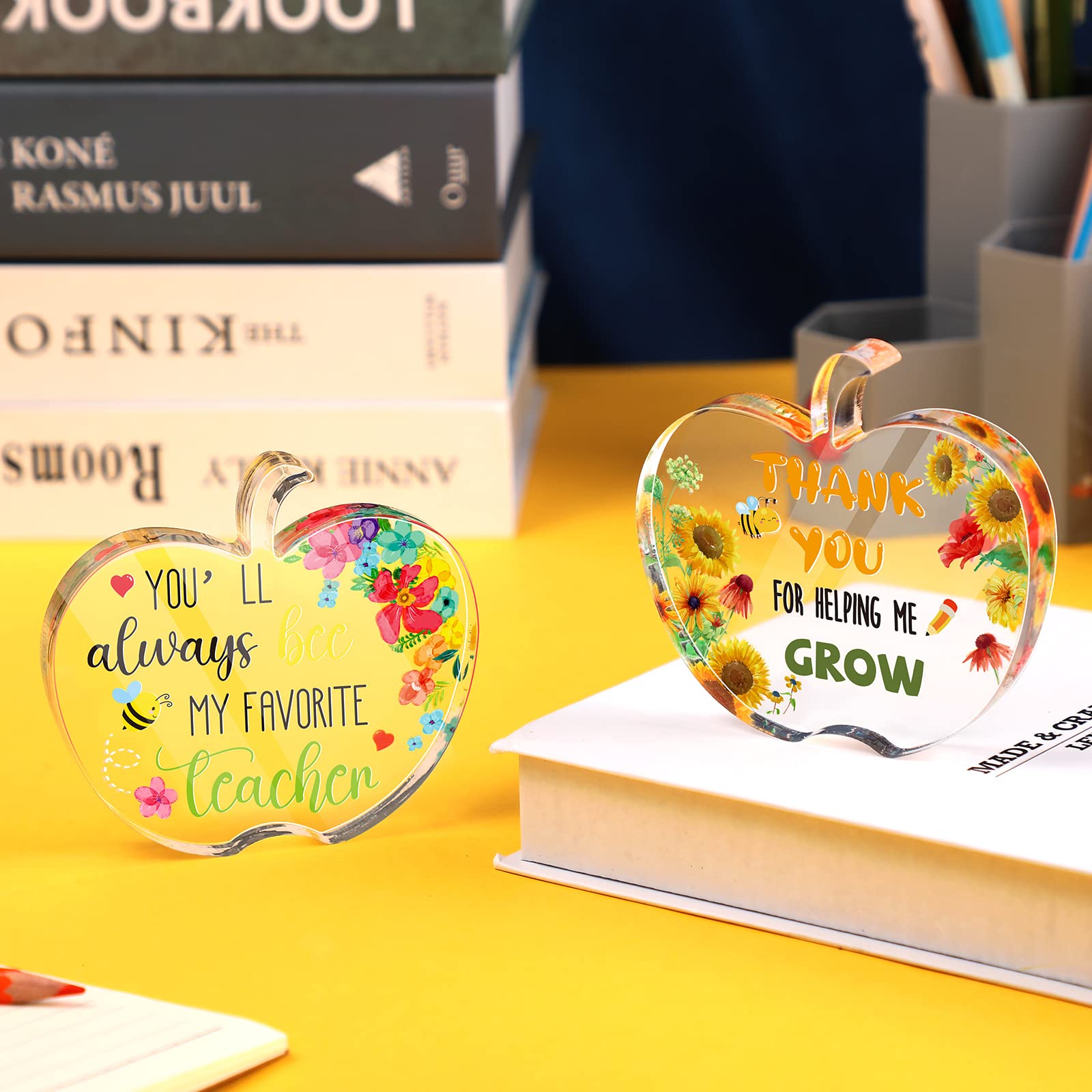 Chunful 2-Piece Bee-Themed Teacher Appreciation Gift Set - Perfect for Graduation, Christmas, Retirement & Thank You Gifts from Students - Acrylic Keepsake for Class of 2025 - Ideal for Classroom Decor, Teacher's Desk & Special Occasions