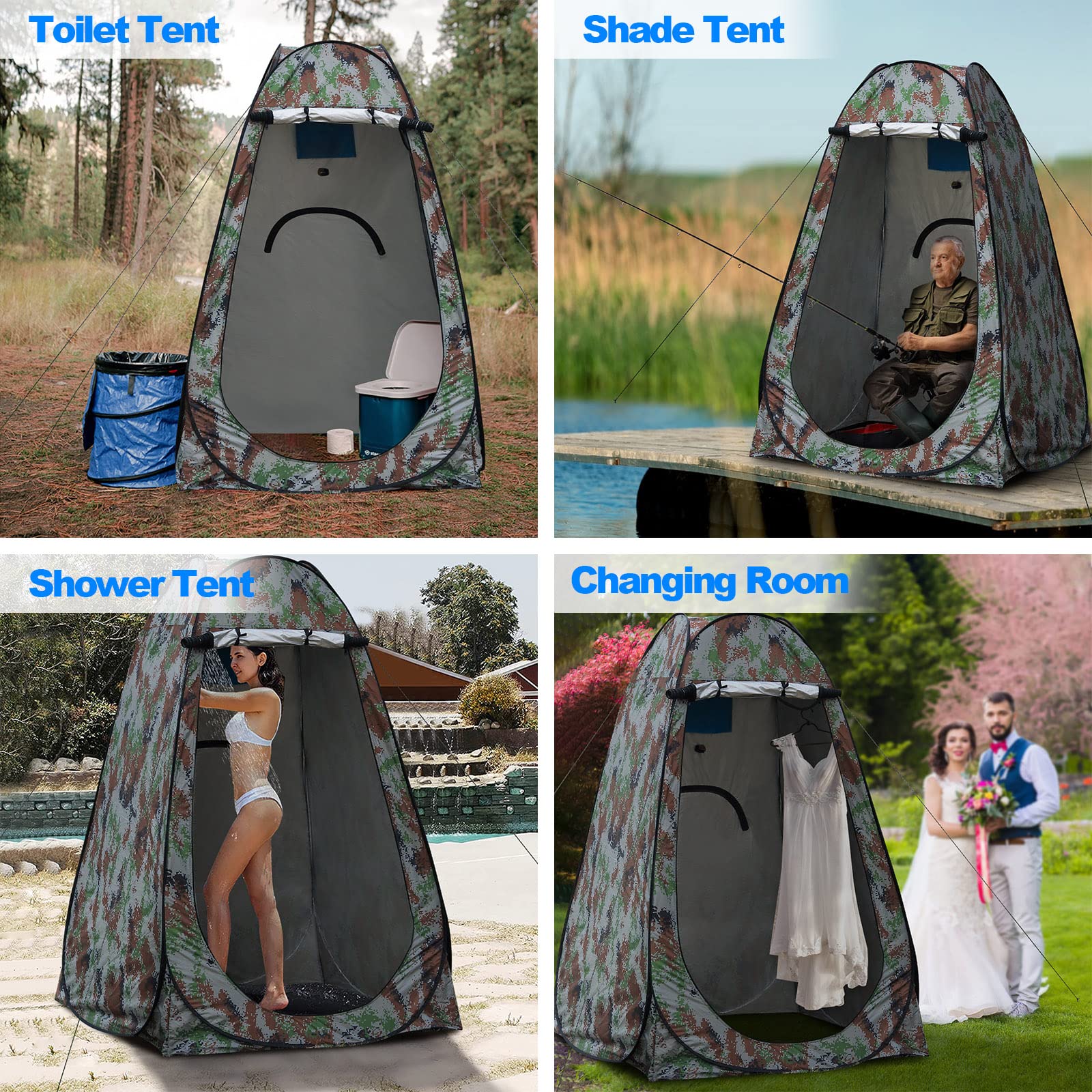 TUKAILAI Portable Pop Up Privacy Tent - Instant Outdoor Camping Shower Toilet Changing Room for Hiking, Beach, Fishing | Spacious Rain Shelter with Carry Bag | Perfect for Camping Trips, Beach Days & Outdoor Adventures