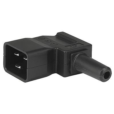 IEC C20 Angled Appliance Outlet - 16A, Black, 3 x 1.5mm²/14AWG, Max Wire Size 10.4mm - Perfect for Data Centers, Server Racks & Industrial Equipment Power Distribution
