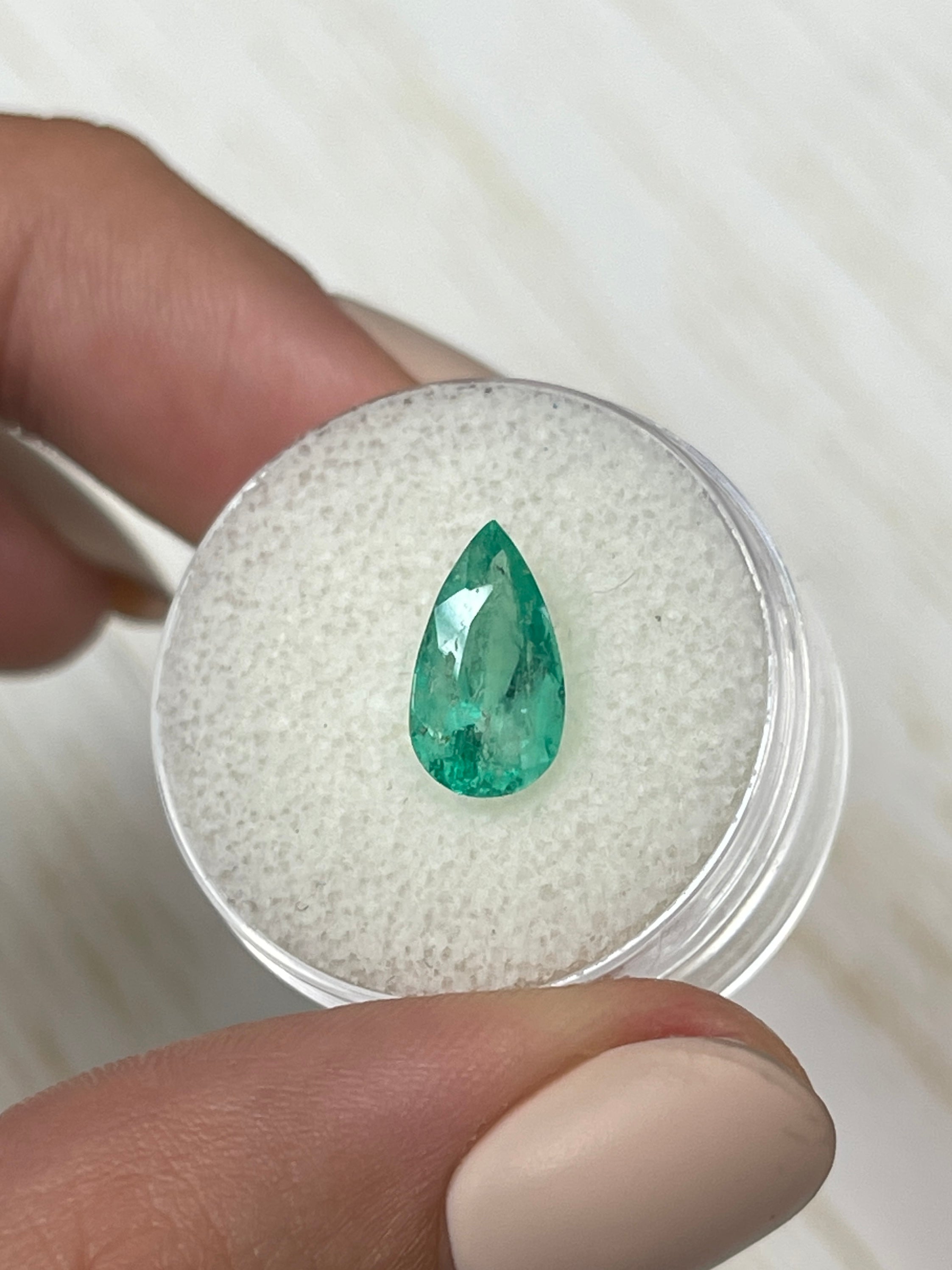 2.10 Carat 12x6.5mm Natural Colombian Emerald Pear Cut Loose Gemstone for Jewelry Making - Engagement Rings, Pendants & Earrings