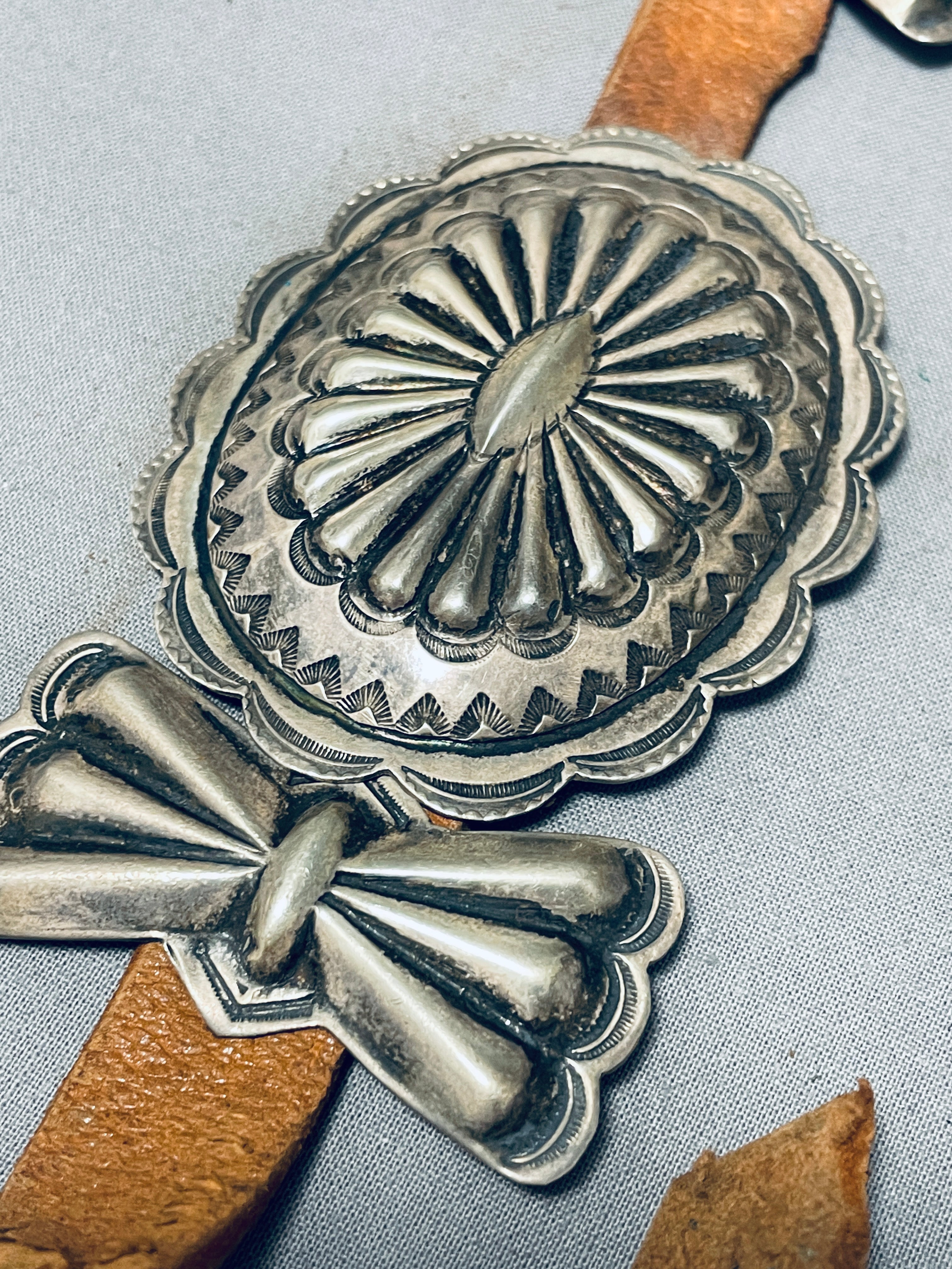Vintage 1920s-1930s Navajo Sterling Silver Concho Belt - Hand Tooled Native American Jewelry for Western Fashion & Boho Style Outfits