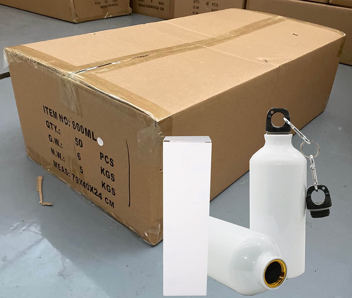 INTBUYING Sublimation Aluminum Sports Water Bottle 50pcs 600ml (20OZ) - Blank Heat Transfer Water Bottles for DIY Printing - Perfect for Gym, Hiking, Sports & Outdoor Activities