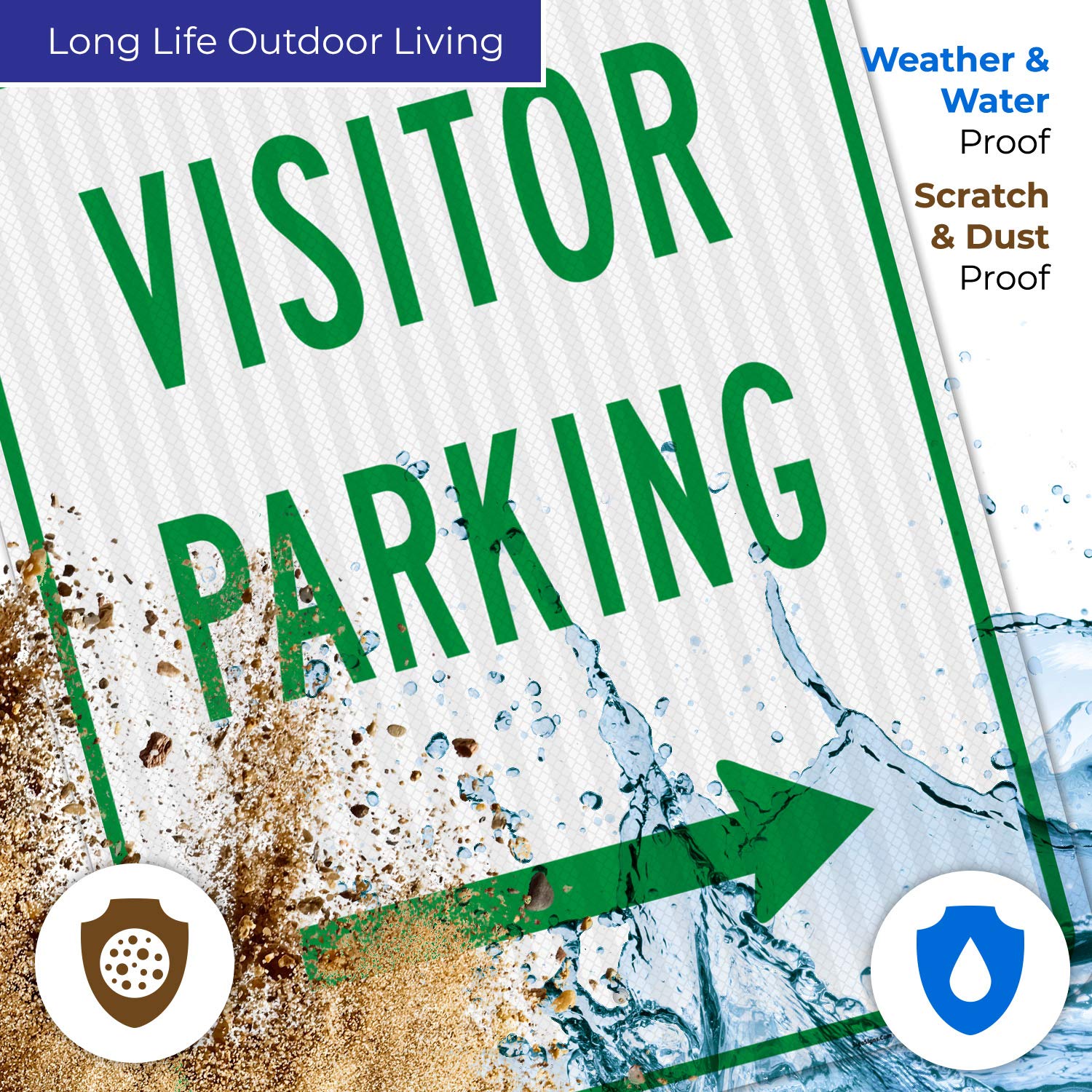 3M EGP Reflective Right Side Visitor Parking Sign - 24x30 Inches, .080 Aluminum, Fade Resistant & Easy Mounting - Perfect for Driveways, Parking Lots & Commercial Properties (Made in USA)