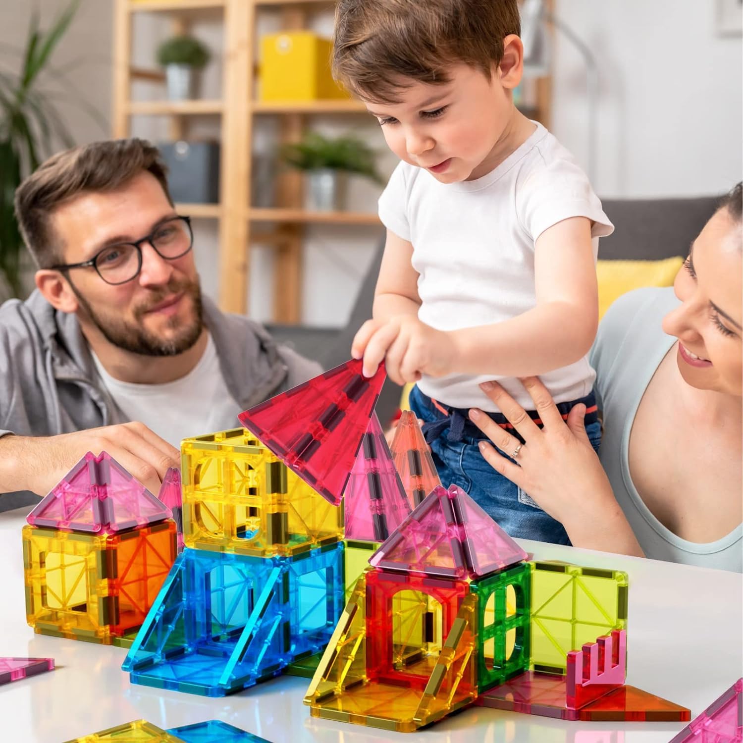 Jasonwell 100-Piece Magnetic Tiles Building Blocks Set - STEM Educational Construction Toys for Kids Ages 3-10, Preschool Learning Toys for Boys & Girls - Perfect for Classroom, Birthday & Christmas Gifts - Develops Creativity & Fine Motor Skills Through Building Castles, Robots & More