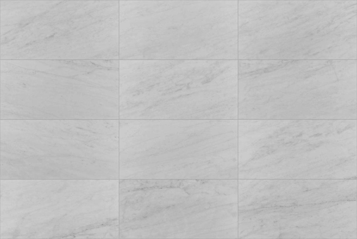 12 x 24 Inch Bianco Carrara White Honed Marble Tile - Premium Natural Stone for Kitchen Backsplash, Bathroom Walls & Flooring