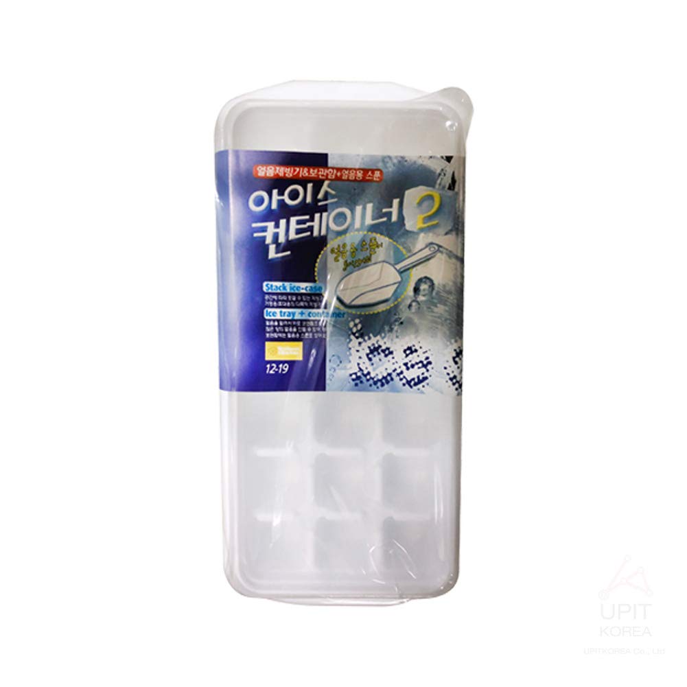 UPIT Plastic Ice Cube Tray with Lid - 4-Piece Set Includes Scoop & Storage Bin - BPA-Free Silicone Ice Maker for Cocktails, Smoothies & Beverages - Perfect for Home Bars, Parties & Kitchen Use