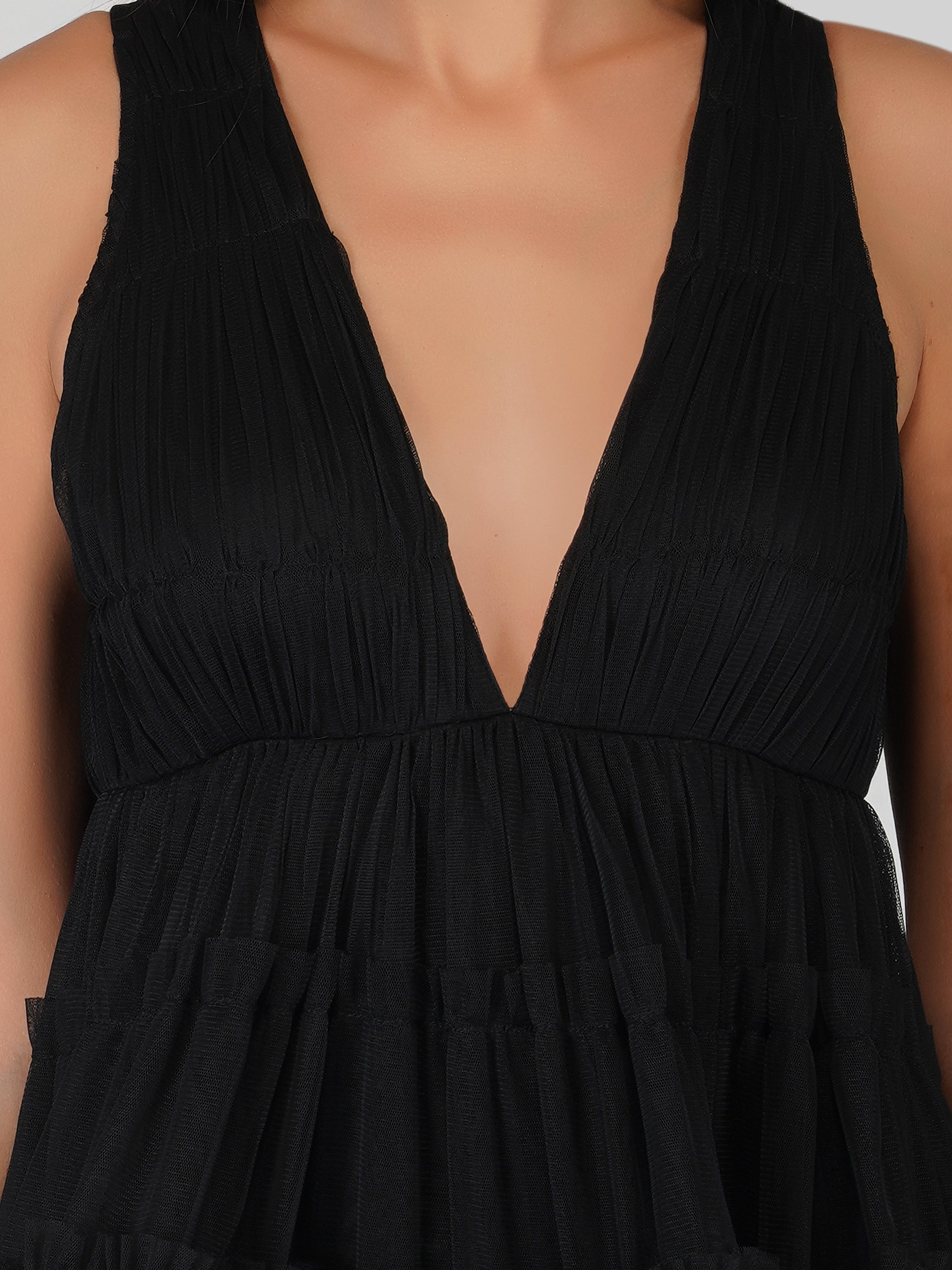 Ivy Black Tulle Mini Dress - Elegant Party & Evening Wear for Women | Perfect for Weddings, Prom, Cocktail Dresses & Special Occasions