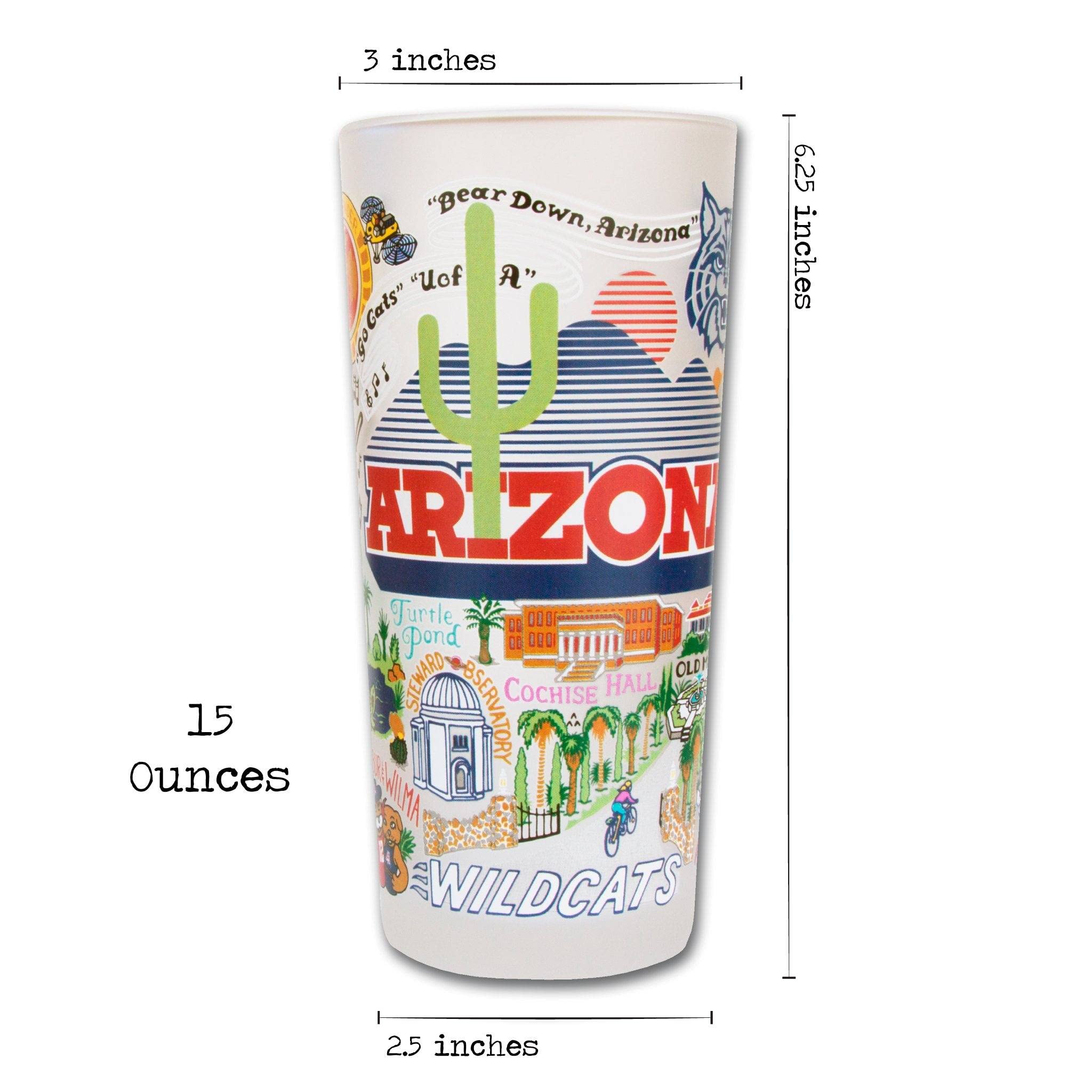 University of Arizona Wildcats 15oz Glass Tumbler - Dishwasher Safe Drinking Cup for UA Alumni & Fans - Perfect for Game Day, Kitchen Use & College Dorm Decor