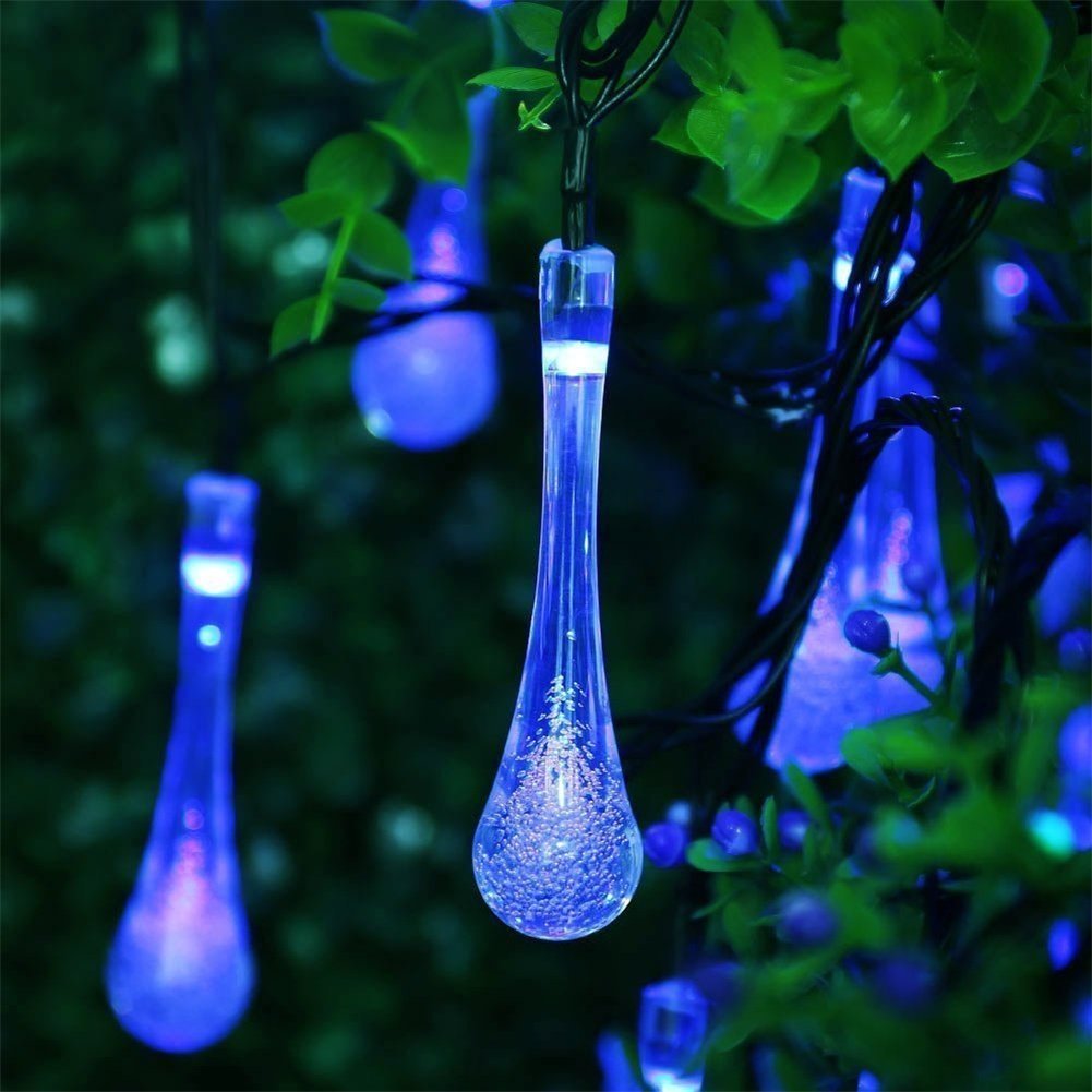 Solar Powered Outdoor String Lights - 20ft Waterproof 30 LED Christmas Lights with 8 Lighting Modes | Decorative Fairy Lights for Garden, Patio, Lawn, Fence, Party & Wedding Decorations (Blue) - Perfect for Backyard, Porch and Holiday Lighting