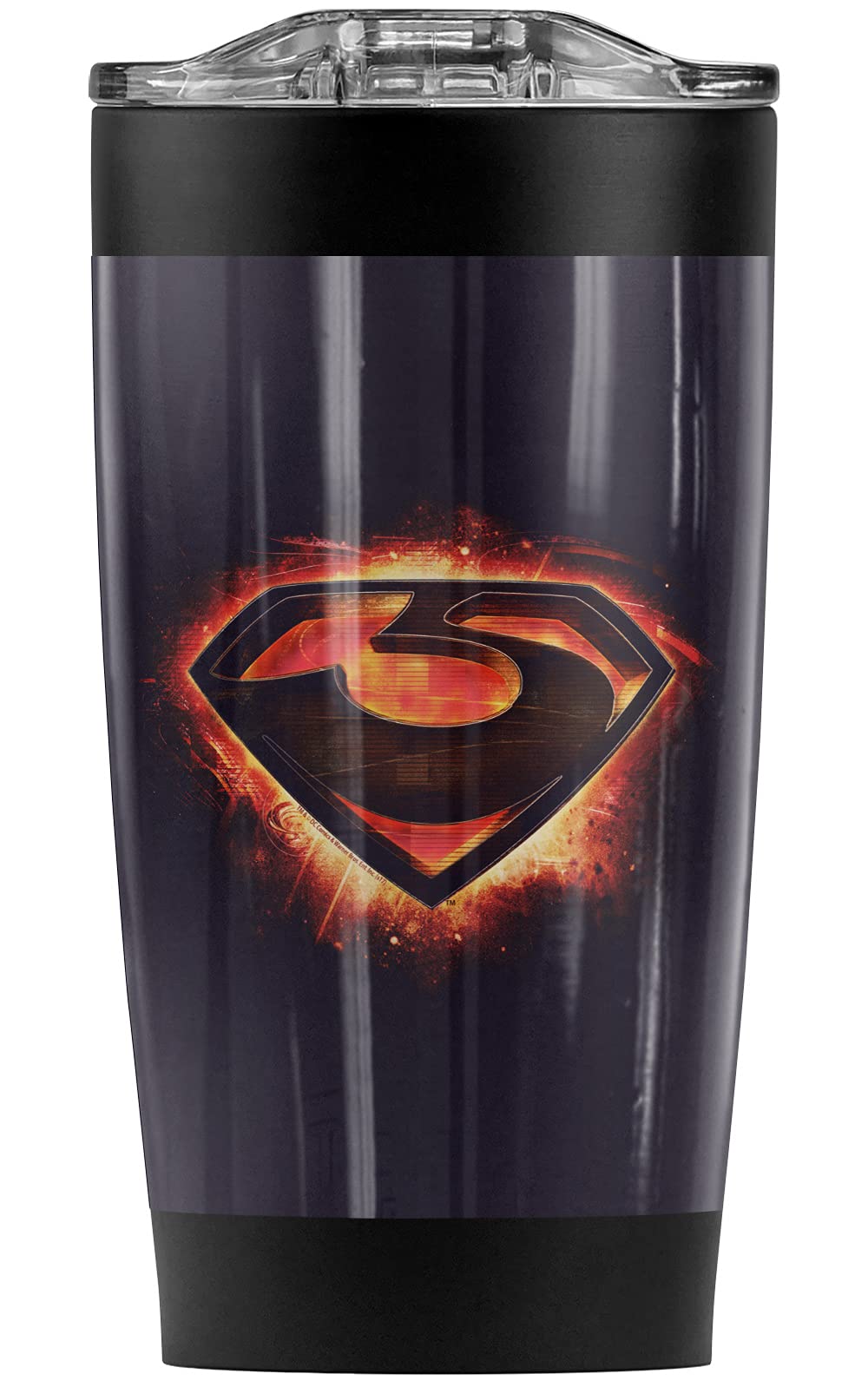 Superman Man of Steel Glowing Zod Shield 20oz Stainless Steel Tumbler - Vacuum Insulated Double Wall Coffee Travel Mug with Leakproof Sliding Lid | Keeps Hot & Cold Beverages Perfect Temperature | Ideal for Office, Gym, Camping & Road Trips