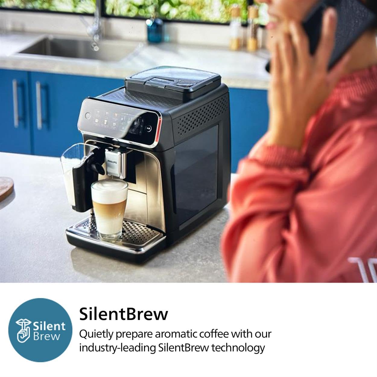 Philips 2300 Series Fully Automatic Espresso Machine with LatteGo Milk System - 4 Coffee Drinks, Touch Screen Display, SilentBrew Technology, Ceramic Grinder & AquaClean Filter (EP2336/40 Matte Black) - Perfect for Home Baristas & Coffee Lovers