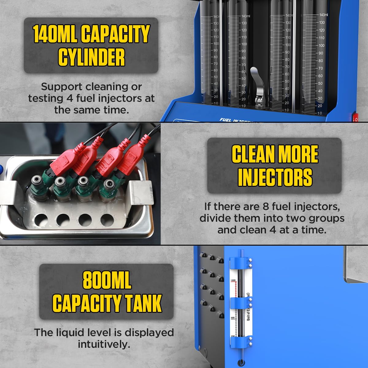 CMTOOL Ultrasonic Fuel Injector Cleaner Machine - 9 Test Modes, 800ml Tank for Auto & Motorcycle Maintenance | Professional Automotive Tool Kit for Engine Performance & Fuel System Cleaning