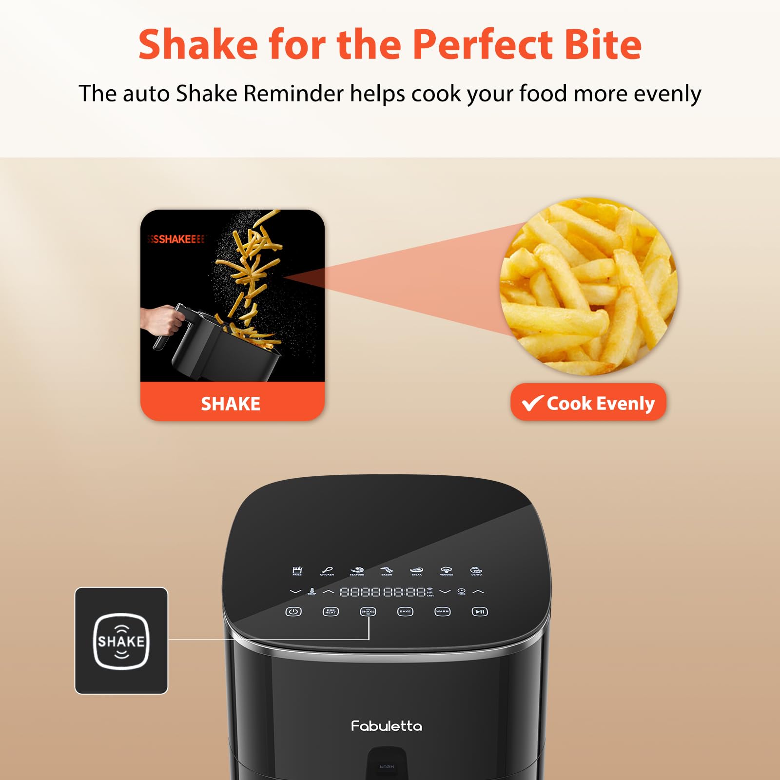 FABULETTA 6QT Air Fryer 11-in-1 Multi-Function, 450°F Max Crisp Technology, Nonstick Dishwasher Safe Basket with Shake Reminder - Perfect for Roasting, Baking, Reheating, Dehydrating, Broiling & Proofing - Ideal for Family Cooking, Meal Prep & Healthy Air Fried Snacks
