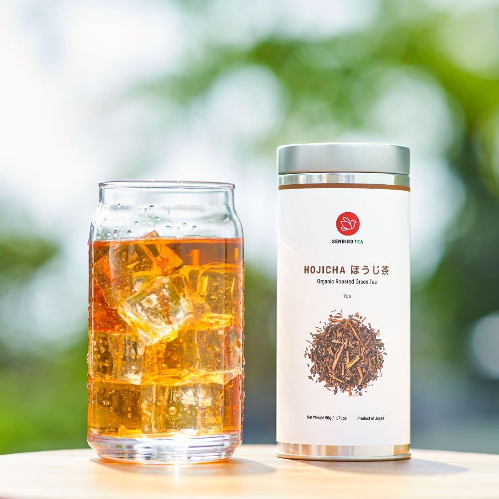 Organic Hojicha Japanese Roasted Green Tea - Premium Loose Leaf Tea from Shizuoka, Japan - 1.76oz/50g in Airtight Tin - Perfect for Relaxation, After Dinner or Cold Weather Warmth