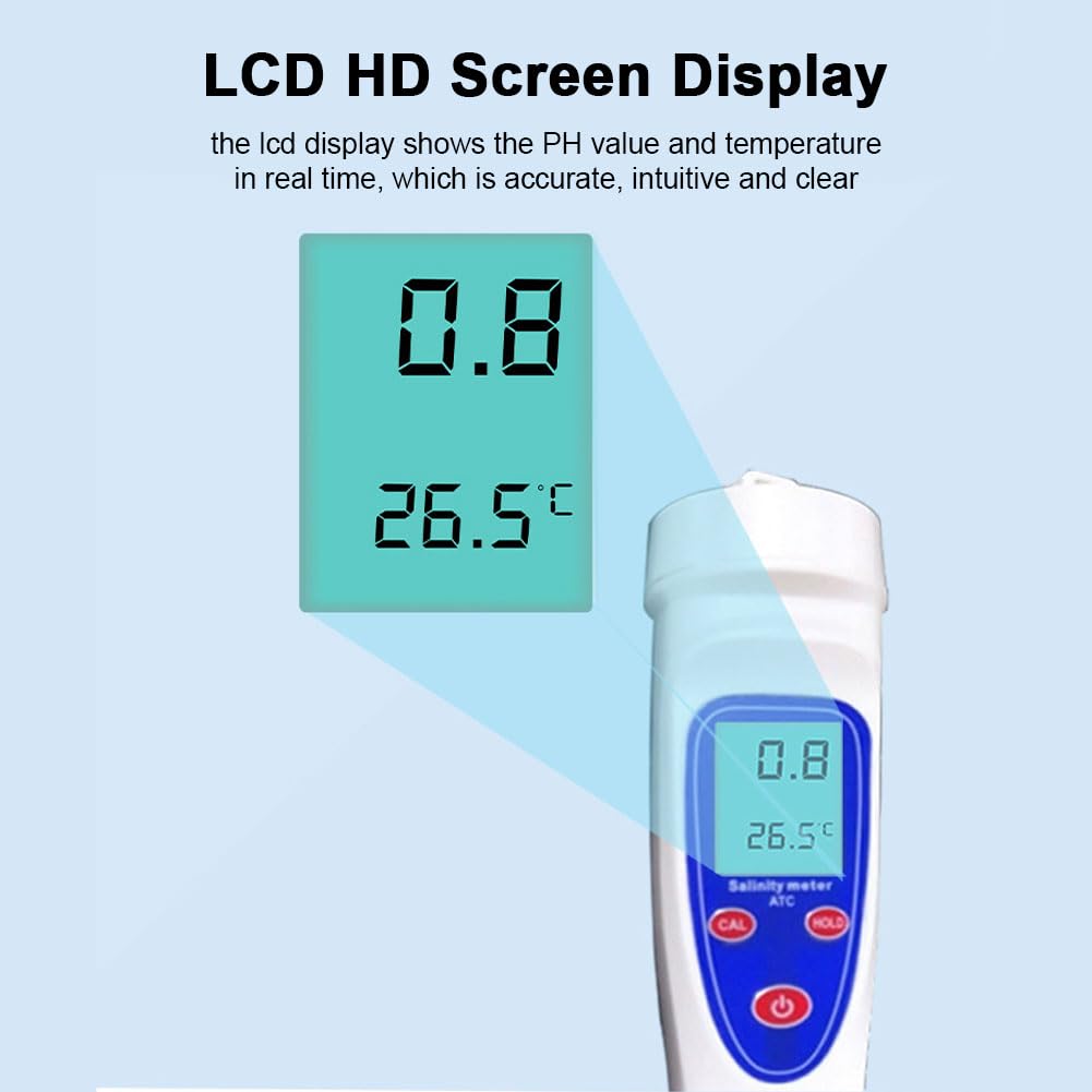 Portable Salinity Refractometer 0-10% with LCD Screen & Automatic Temperature Compensation - Digital Saltwater Tester for Aquariums, Food Testing, Fishing, and Scientific Research | Perfect for Seawater Analysis, Home Brewing, and Marine Biology Studies