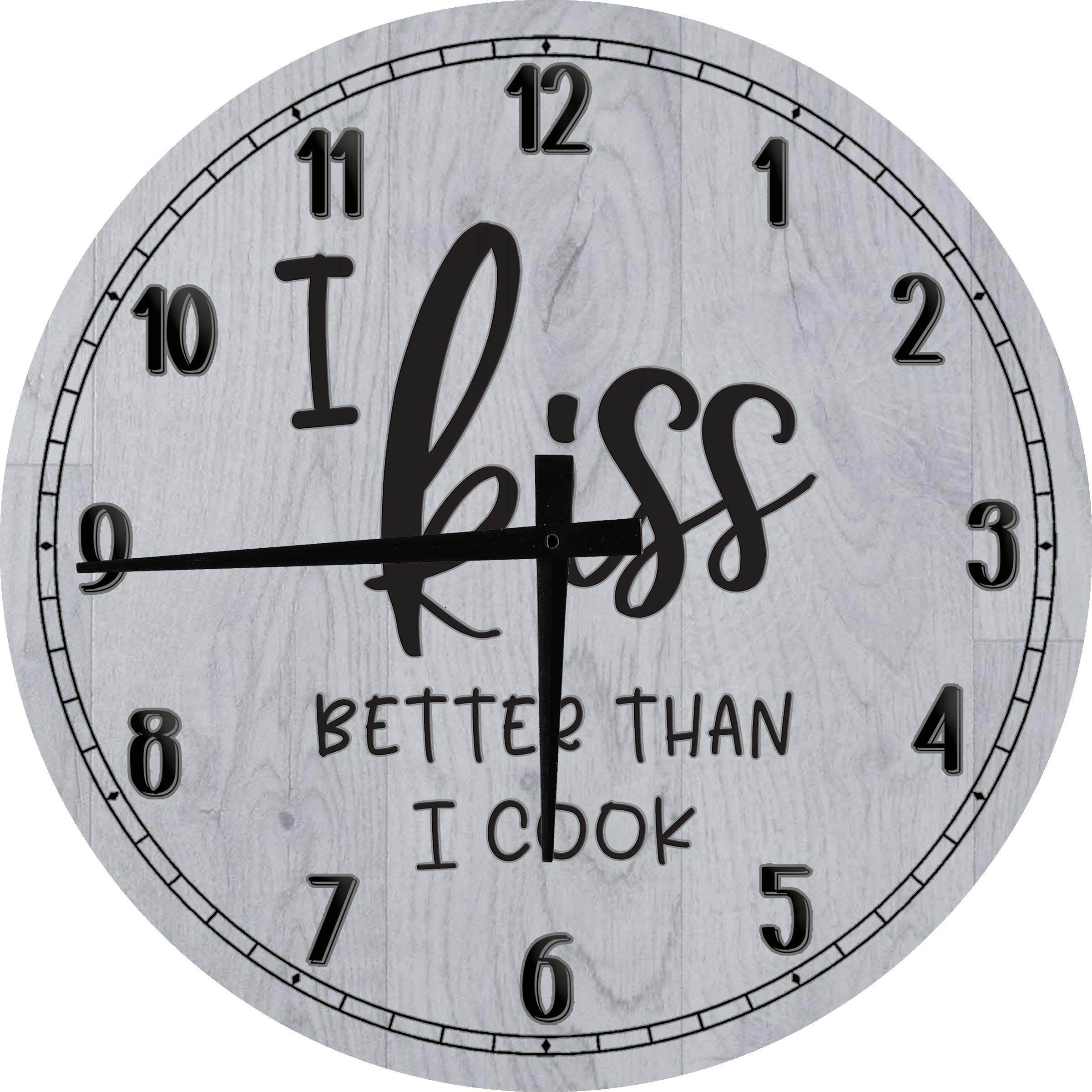 Funny Chef Baking Wall Clock - 24 Inch Large Round Kitchen Decor with Gray Wall Art, Battery Operated, Perfect for Home, Office, or Restaurant Use