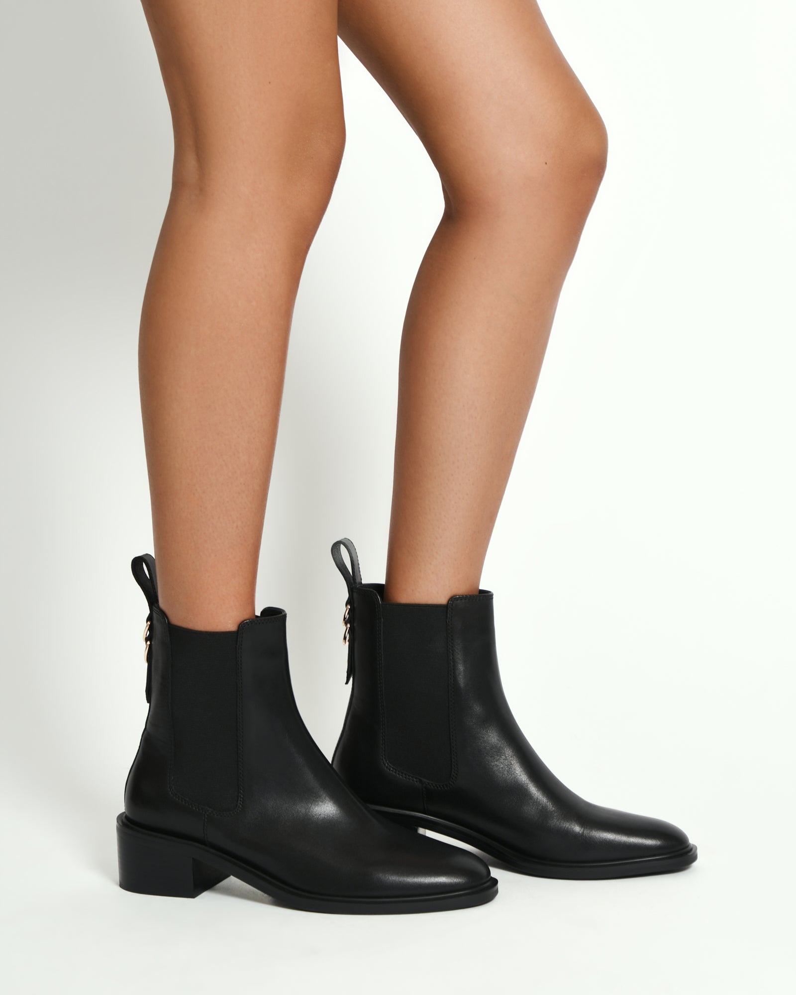 MONA Flat Ankle Boots for Women - Black Leather Chelsea Boots | Comfortable & Stylish for Work, Casual Outfits & Fall Fashion