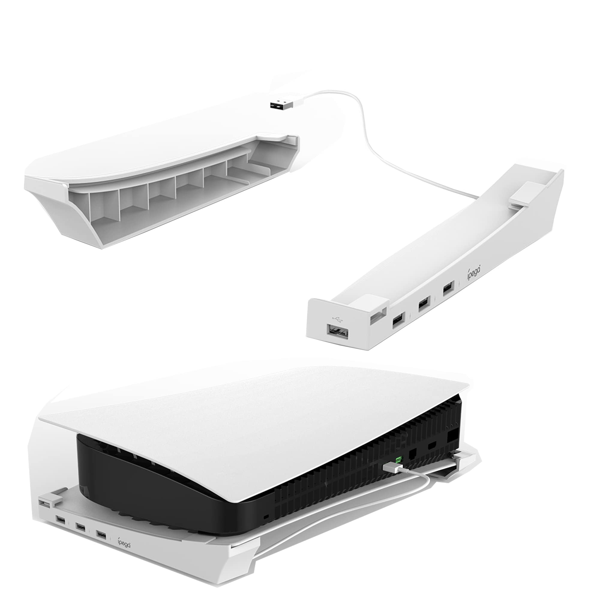 Palumma PS5 Console Horizontal Stand with 4 USB Ports - Compatible with PS5 Disc & Digital Edition - Durable Support Base for Gaming Setup - Perfect for Living Room, Bedroom & Game Room Organization