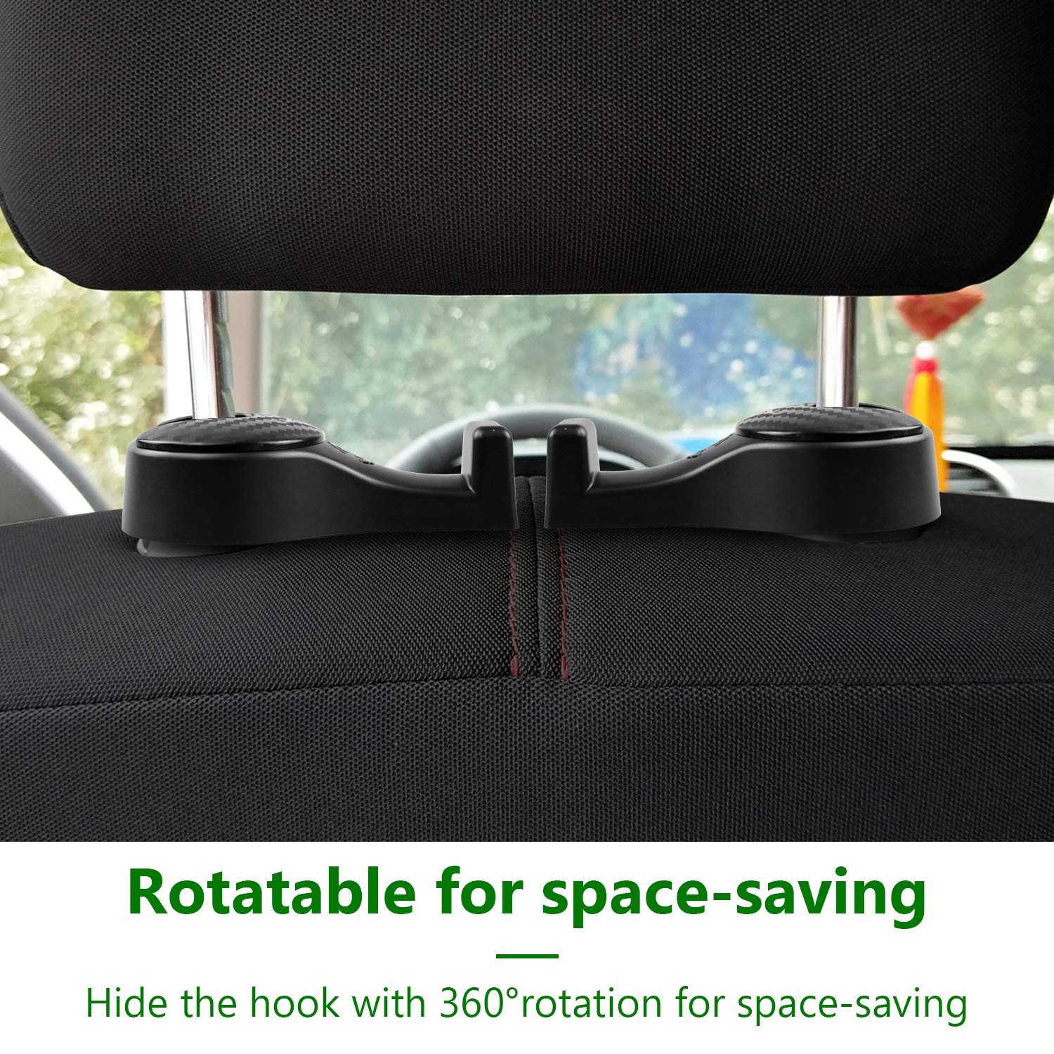 4 Pack Car Headrest Hooks with Locking Design - Heavy Duty Universal Vehicle Organizer for Back Seat, Perfect for Hanging Bags, Purses, Clothes & Groceries - Black - Ideal for Road Trips, Shopping & Daily Commute