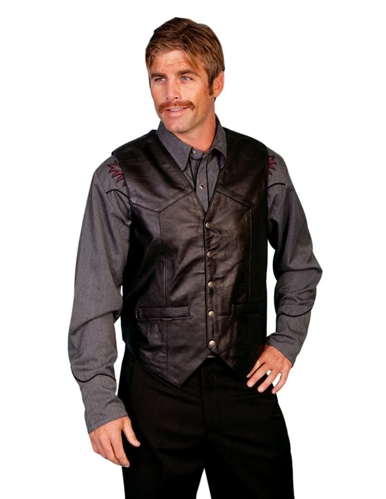 Scully Men's Lambskin Snap Front Vest - Black 3X Big & Tall Size - Premium Leather Jacket for Casual Wear, Motorcycle Riding & Outdoor Activities