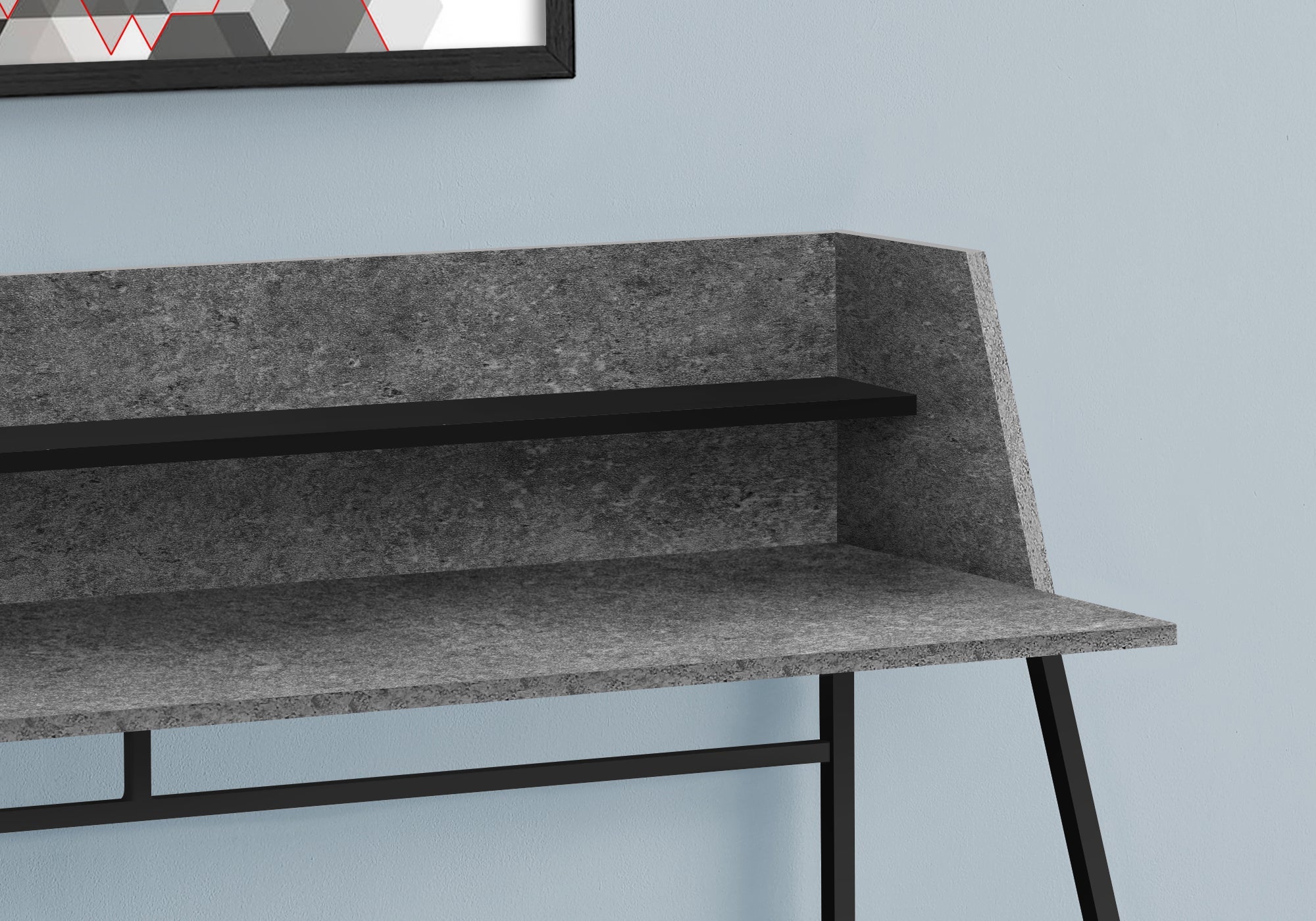 48L Grey Stone Look Computer Desk with Black Metal Frame - Perfect for Home Office, Gaming & Workspace Setup