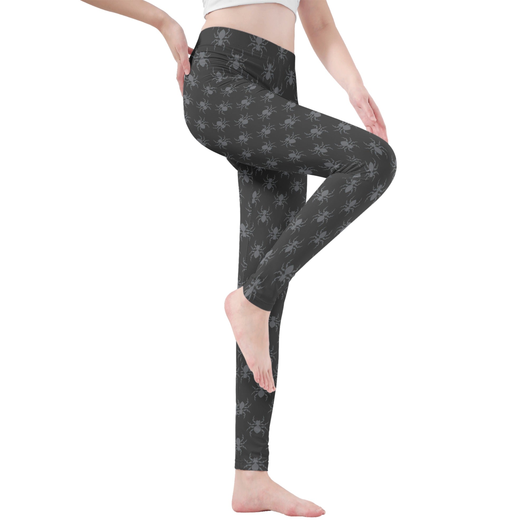 Gothic Spider Web Print Leggings - Women's Halloween Gothic Fashion Tights for Cosplay, Party & Gothic Outfits