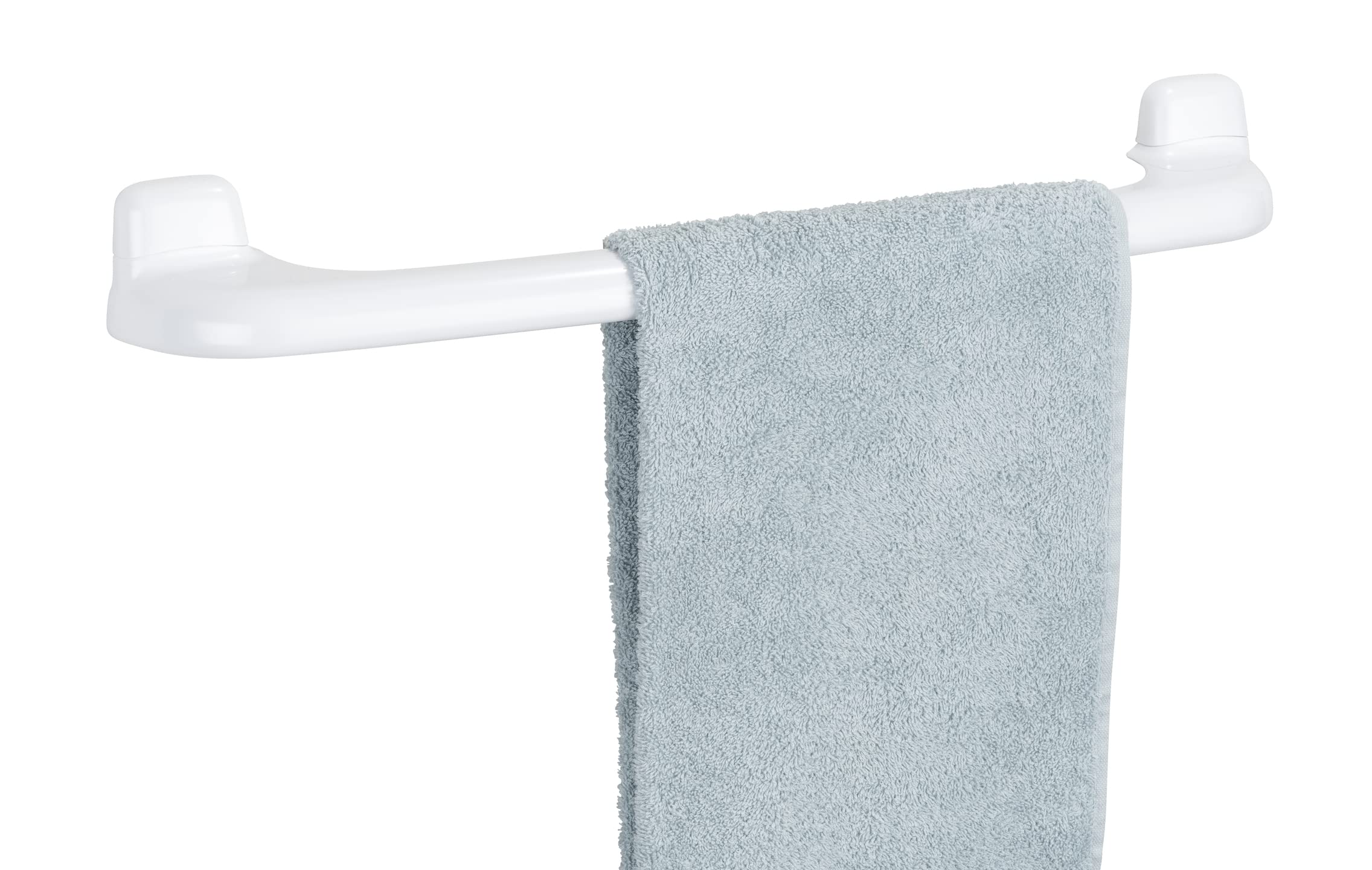 WENKO 17946100 White ABS Plastic Shower Towel Holder - 60 x 7 x 9 cm - Bathroom Organizer for Showers, Bathtubs & Spa Areas