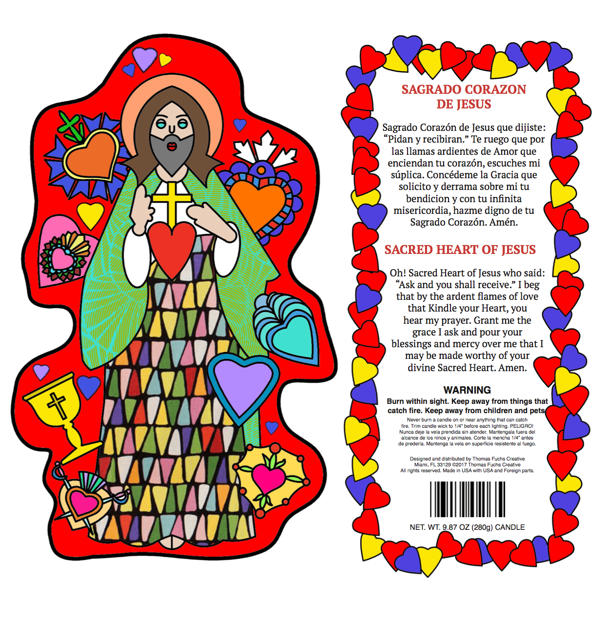Pop Art Sacred Heart of Jesus Candle - Religious Home Decor & Prayer Altar Essential - Perfect for Catholic Gifts, Church Events & Spiritual Meditation
