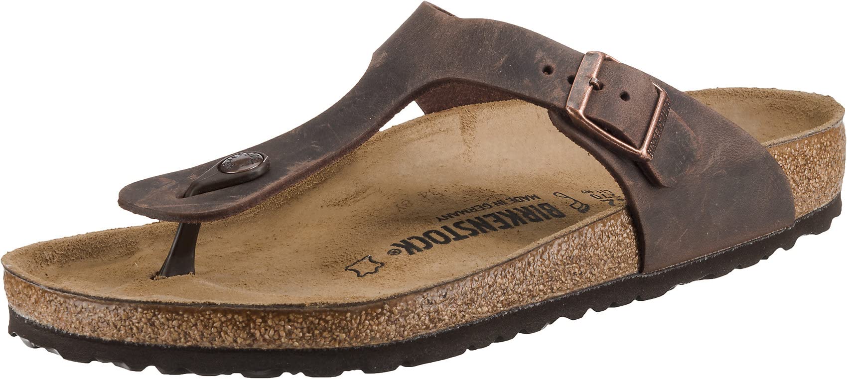 BIRKENSTOCK Gizeh Women's Sandals - Oiled Leather in Habana Brown - Size 39 (US Women's 8-8.5) | Comfortable Footbed for Walking, Casual Wear & Summer Outfits