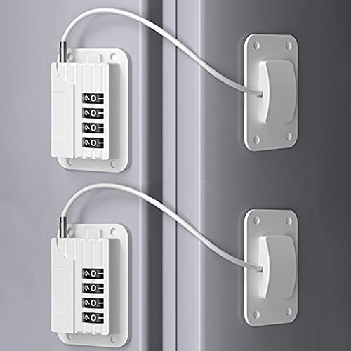 AOSITE 2-Pack Combination Refrigerator Lock - Child Safety Fridge Lock for Kids, Adults & RV - White Adhesive Freezer Door Lock for Mini Fridge & Electric Coolers | Perfect for Home, Office & Travel Use