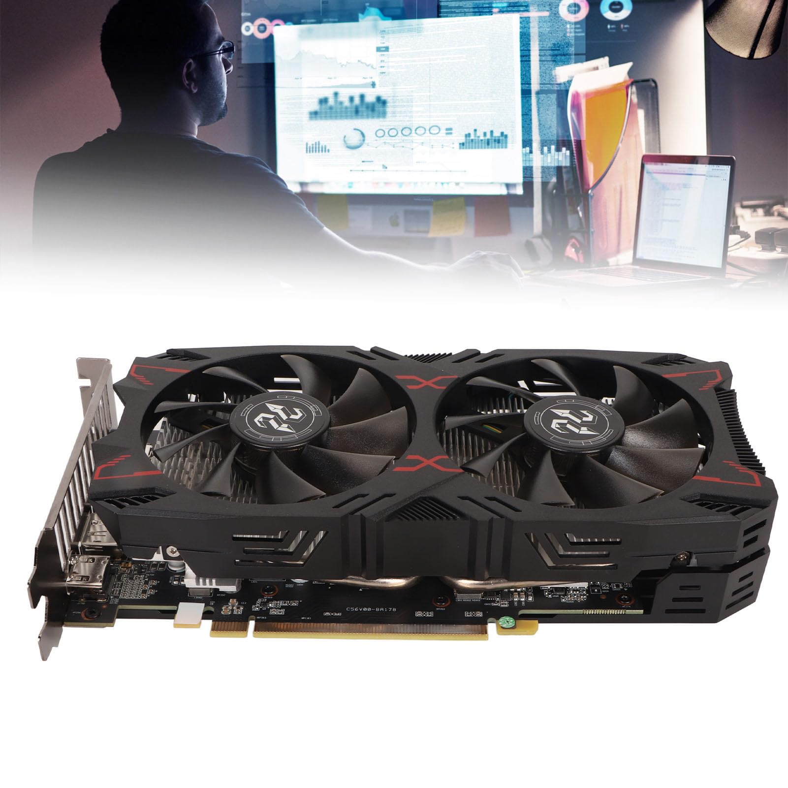 AMD RX 5500 XT 8GB GDDR6 256-bit Gaming Graphics Card - PCIe 4.0 x16, 3x DisplayPort & HDMI, Dual Fan Cooling, Low Noise - Perfect for 1080p Gaming, Video Editing & PC Builds