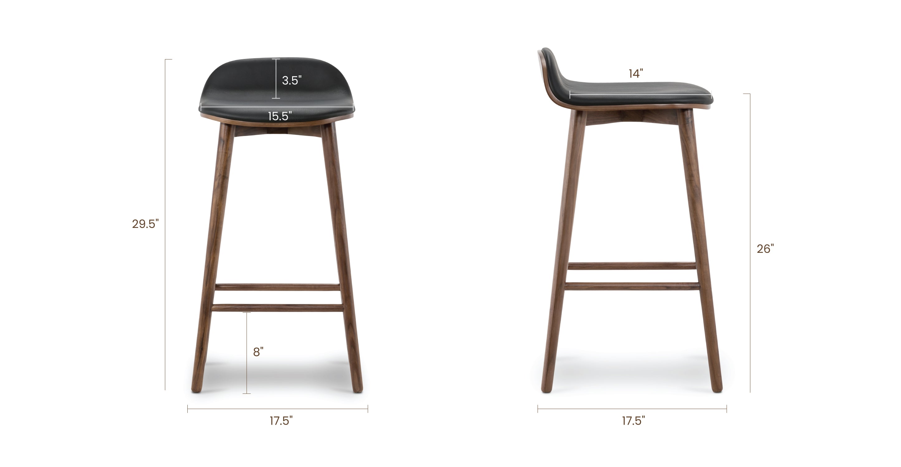 Notello Leather Counter Stool - Modern Bar Stool with Adjustable Height, PU Leather Seat & Metal Base - Perfect for Kitchen Island, Breakfast Bar & Home Decor