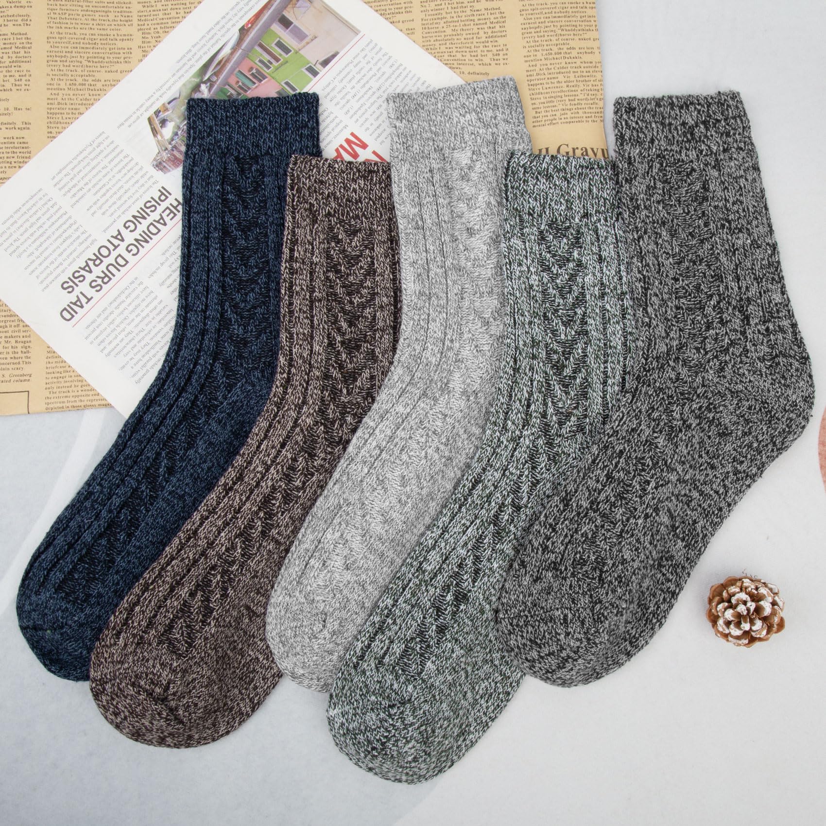 Women's Wool Thermal Socks 5-Pack - Soft Thick Winter Socks for Cold Weather & Nordic Style