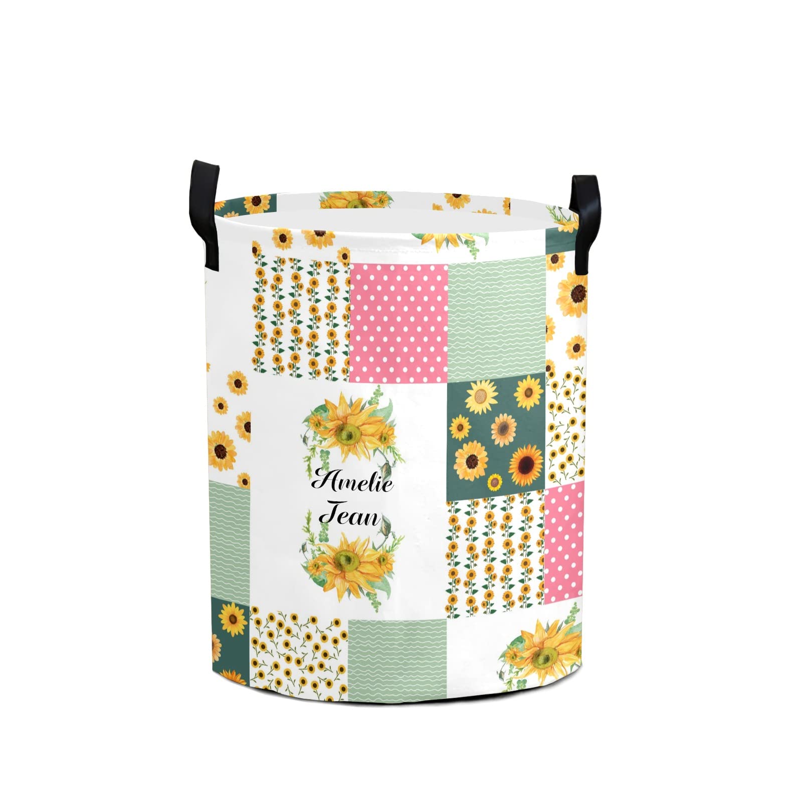 Sunflower Floral Patchwork Storage Bin - Waterproof Oxford Fabric Laundry Hamper, Toy Organizer & Gift Basket for Bedroom, Nursery & Home Decor | Perfect for Clothes Storage, Baby Essentials & Toy Organization