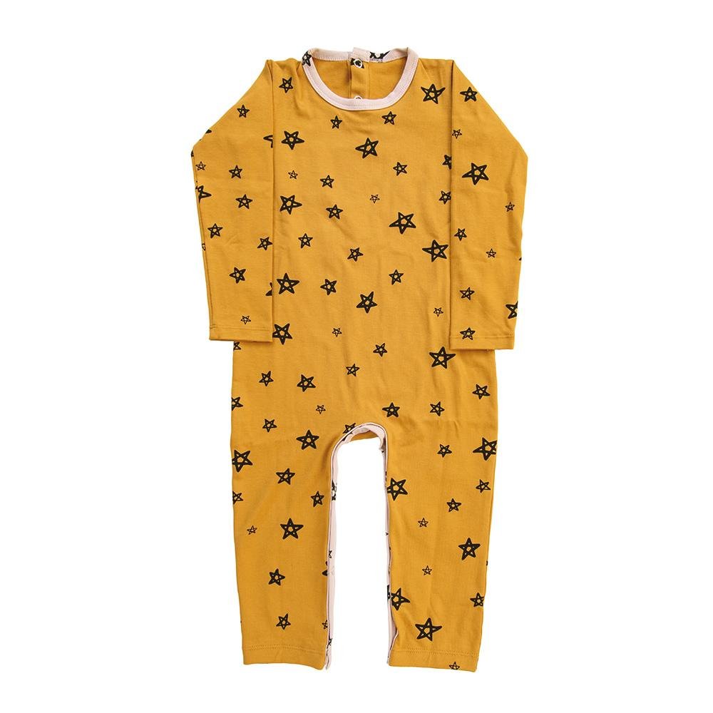 Honey Patchwork Star Long Sleeve Romper for Baby Girls - Soft & Comfortable Outfit for Playdates, Photoshoots, and Special Occasions