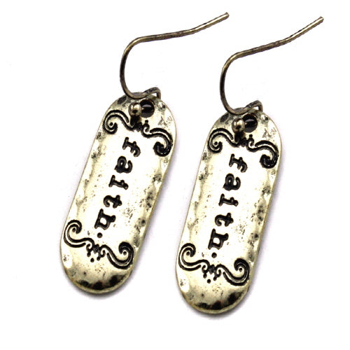 Faith Engraved Gold Earrings - Elegant Religious Jewelry for Women - Perfect for Church, Weddings & Everyday Wear