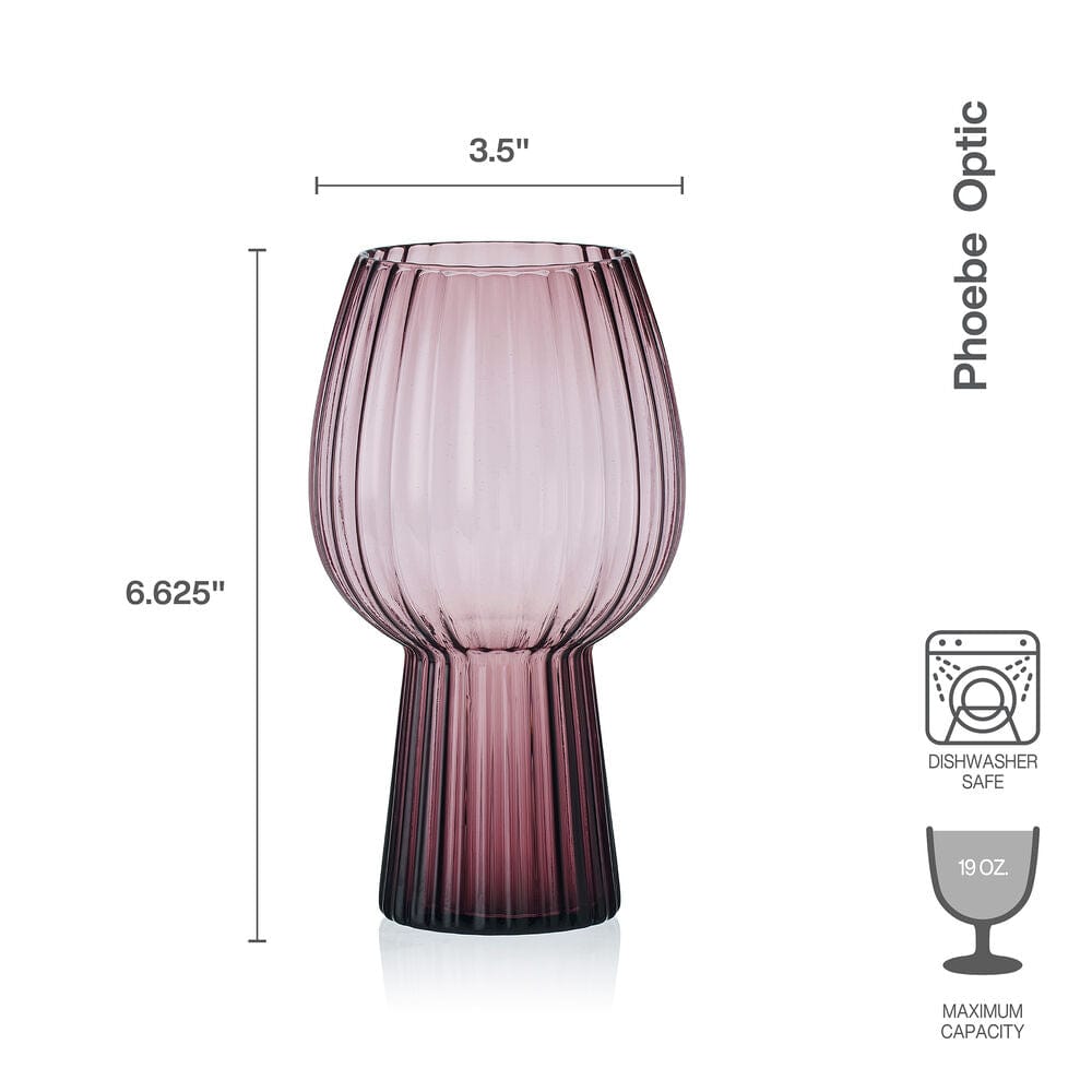 Phoebe Optic Lilac Set of 4 Elegant Goblet Beverage Glasses - Perfect for Wine Tasting, Cocktail Parties & Formal Dining