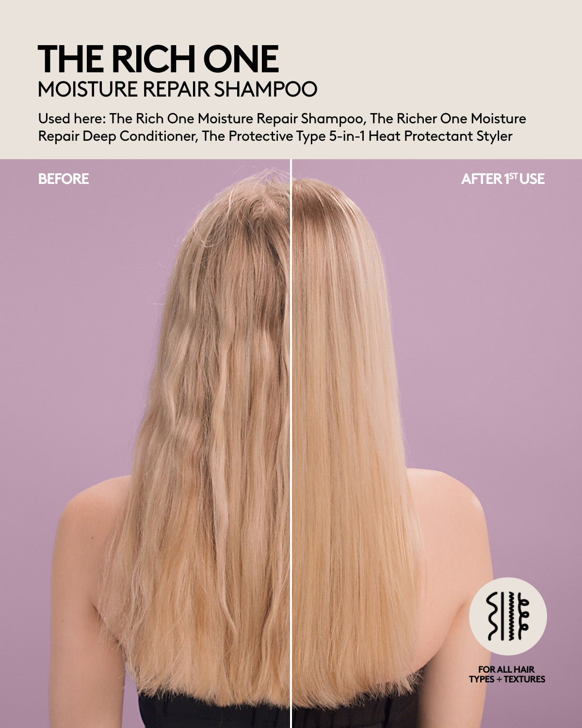 The Rich One Moisture Repair Shampoo for Dry Damaged Hair - Deep Hydrating & Nourishing Formula for Smooth Silky Hair - Perfect for Daily Use & Salon-Quality Results at Home