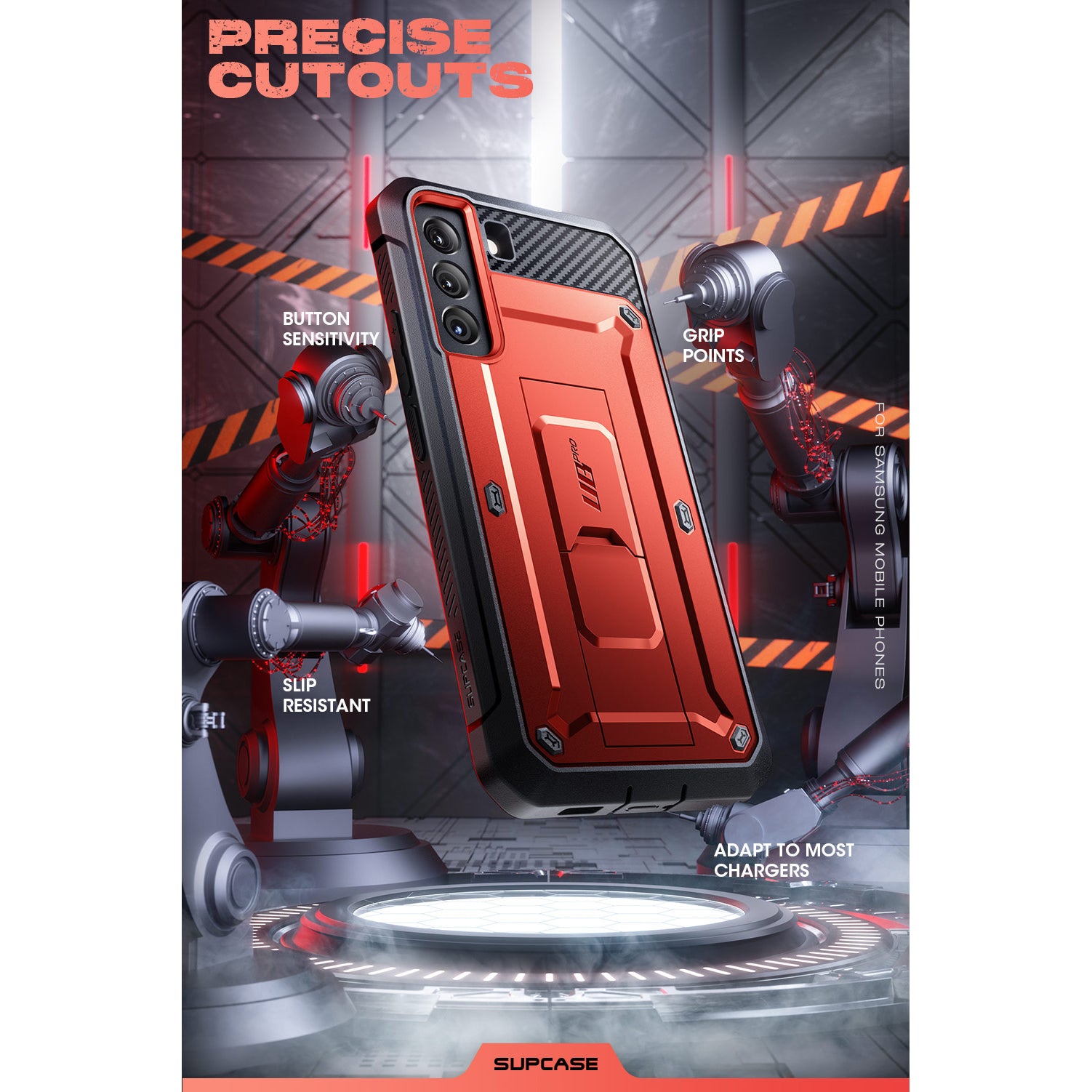 Samsung Galaxy S22 Unicorn Beetle PRO Case - Heavy Duty Rugged Shockproof Cover with Metallic Red Finish | Perfect for Outdoor, Work & Extreme Sports Protection