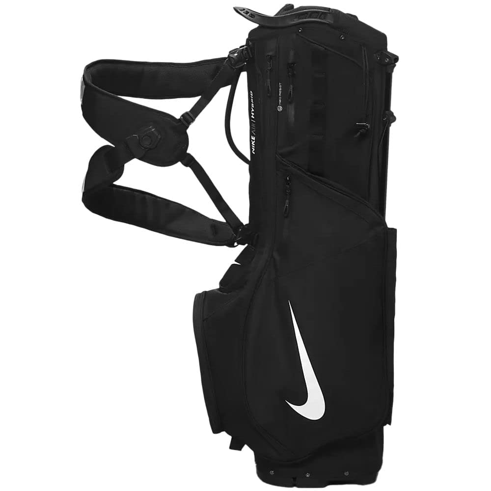 Nike Air Hybrid 2 Golf Bag - Lightweight Stand Bag with 5-Way Divider, Black & White | Perfect for Golf Tournaments & Practice Rounds | Water-Resistant & Durable Design
