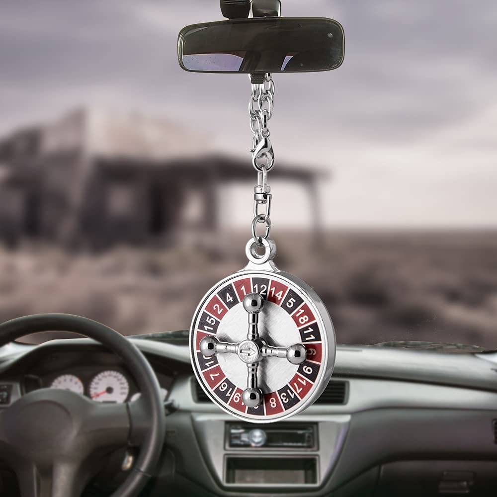 Rotating Russian Roulette Car Compass Pendant - Fractional Design Hanging Charm for Rearview Mirror Decoration | Perfect for Road Trips & Adventure Seekers