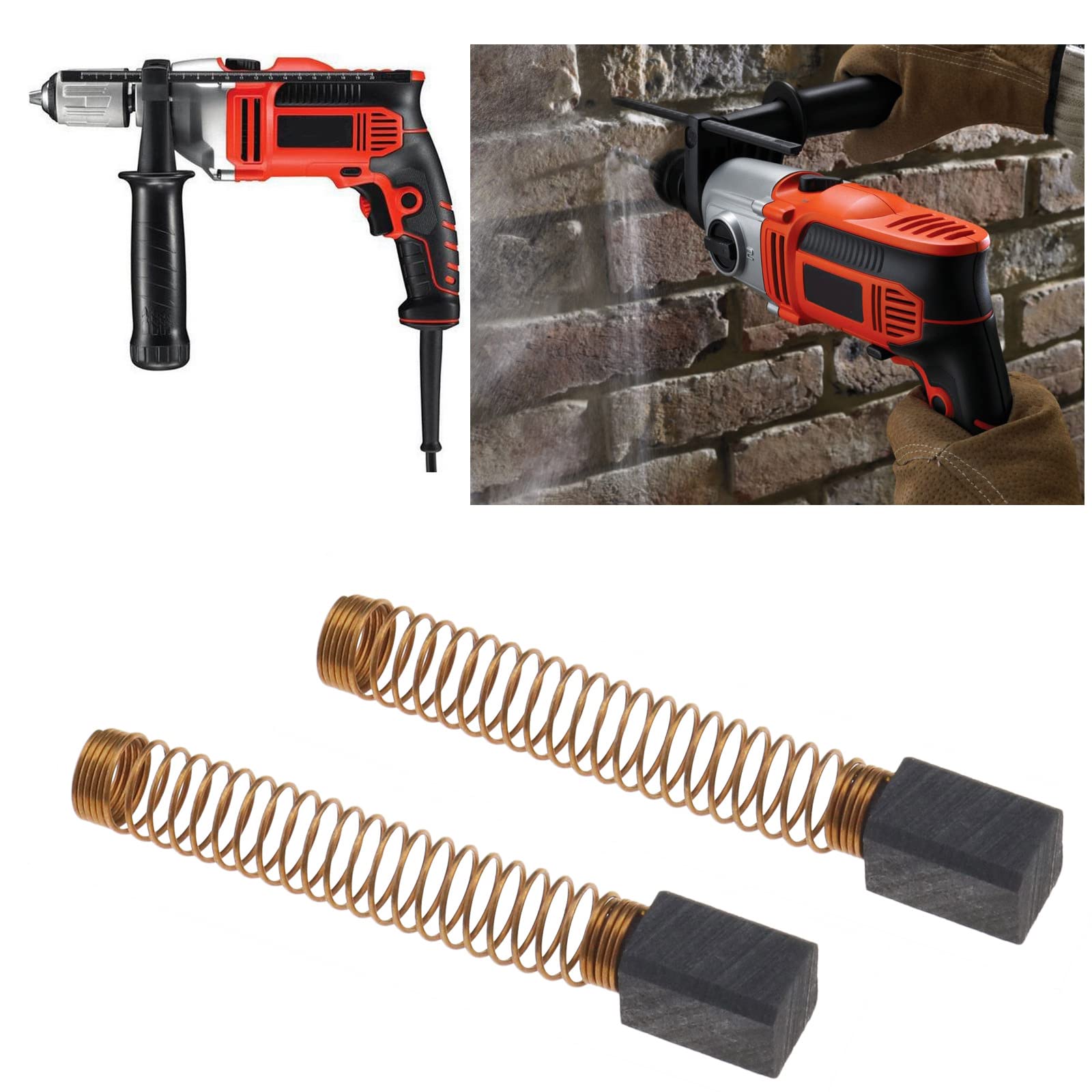 ECSiNG 4Pcs Carbon Brushes Replacement for BLACK & DECKER KR70 Power Tools - 6.3x6.3x11mm Motor Brushes - Compatible with Drills, Sanders & Grinders - DIY & Professional Use