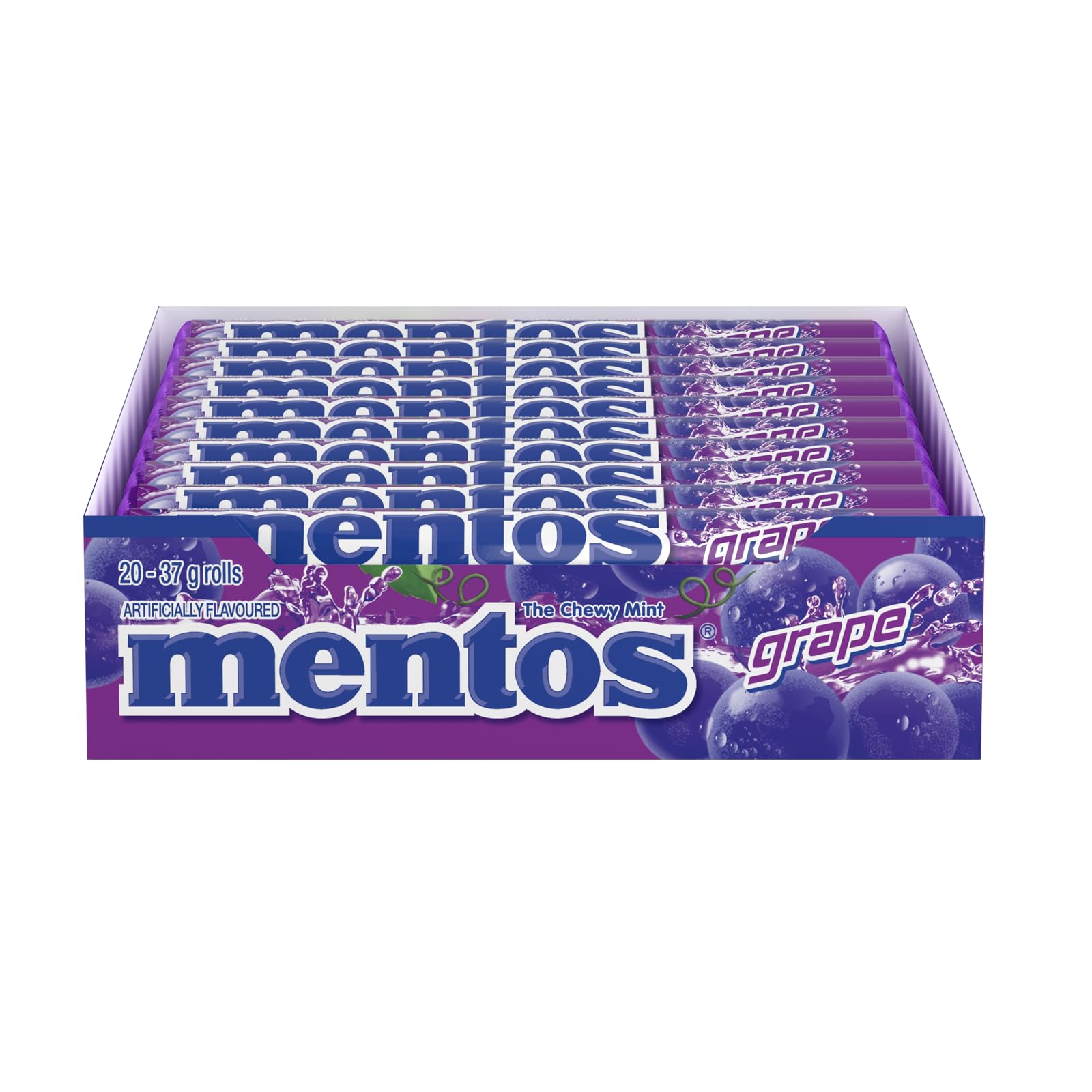 Mentos Chewy Mint Candy Grape Flavor - 20 Piece Pack (37g) | Refreshing Bulk Candy for Easter, Parties, Office Snacks & On-the-Go Treats