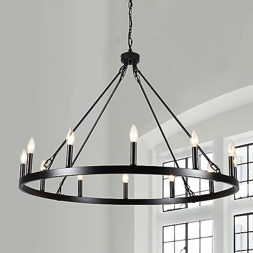 12 Lights Wagon Wheel Chandelier