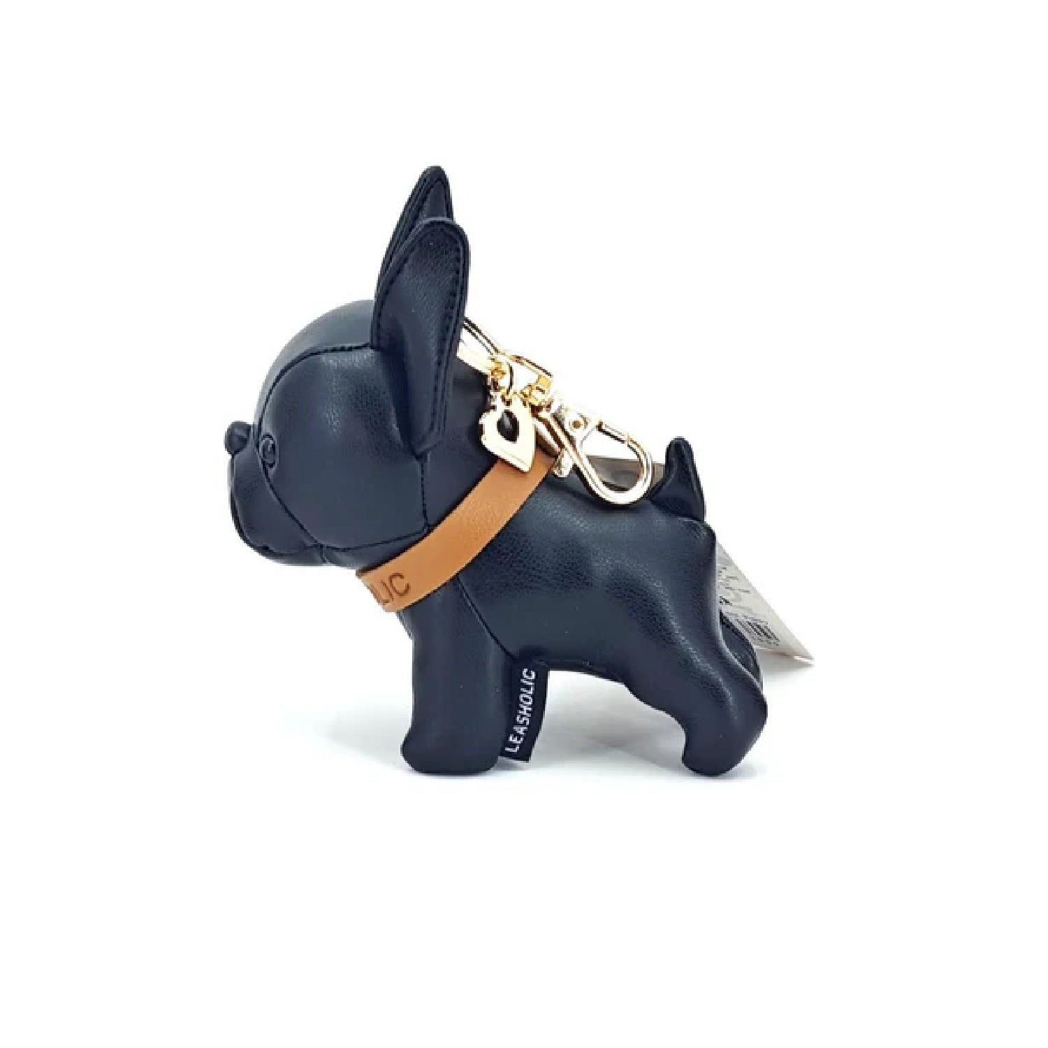 Bulldog Leather Charm Keychain - Black, Brown, Linen - Handmade Leather Dog Accessory for Pet Lovers, Gifts & Key Rings | Perfect for Dog Owners, Pet Gifts, Keychains & Everyday Carry