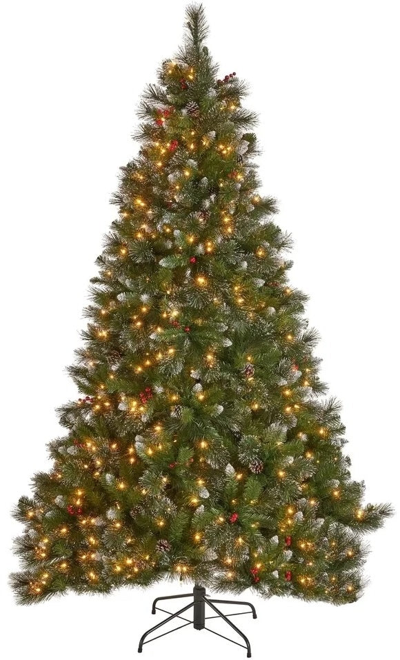 7.5 Ft Pre-Lit Artificial Christmas Tree with Dual Instant Lite Pole - Essex Pine Design for Holiday Decor | Perfect for Living Room, Office, and Festive Events